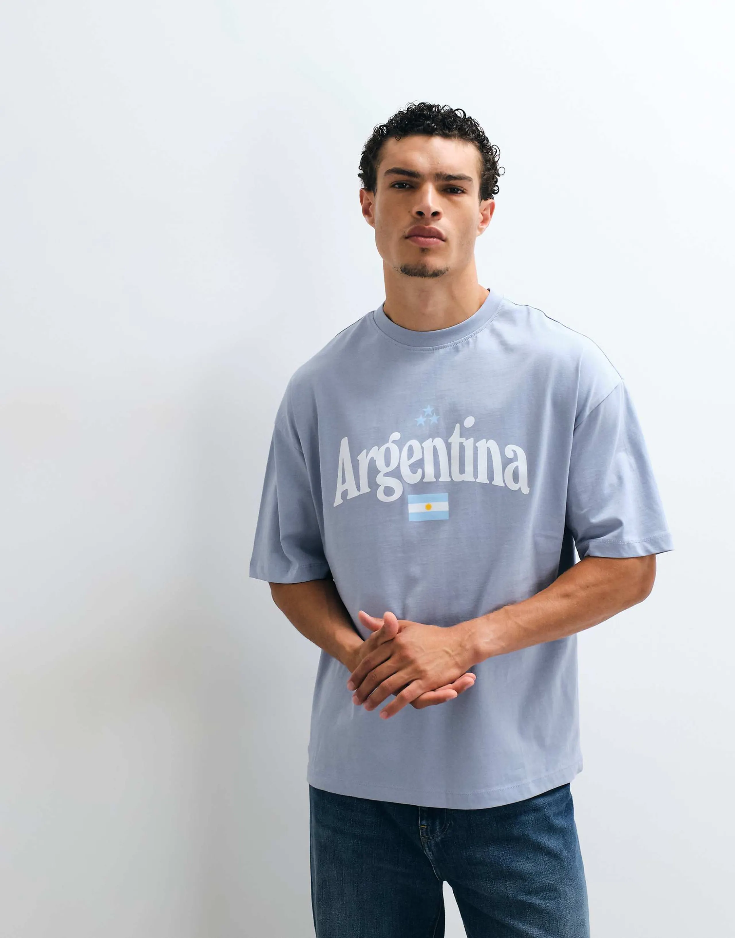 ASOS DESIGN oversized t-shirt with Argentina graphic in blue