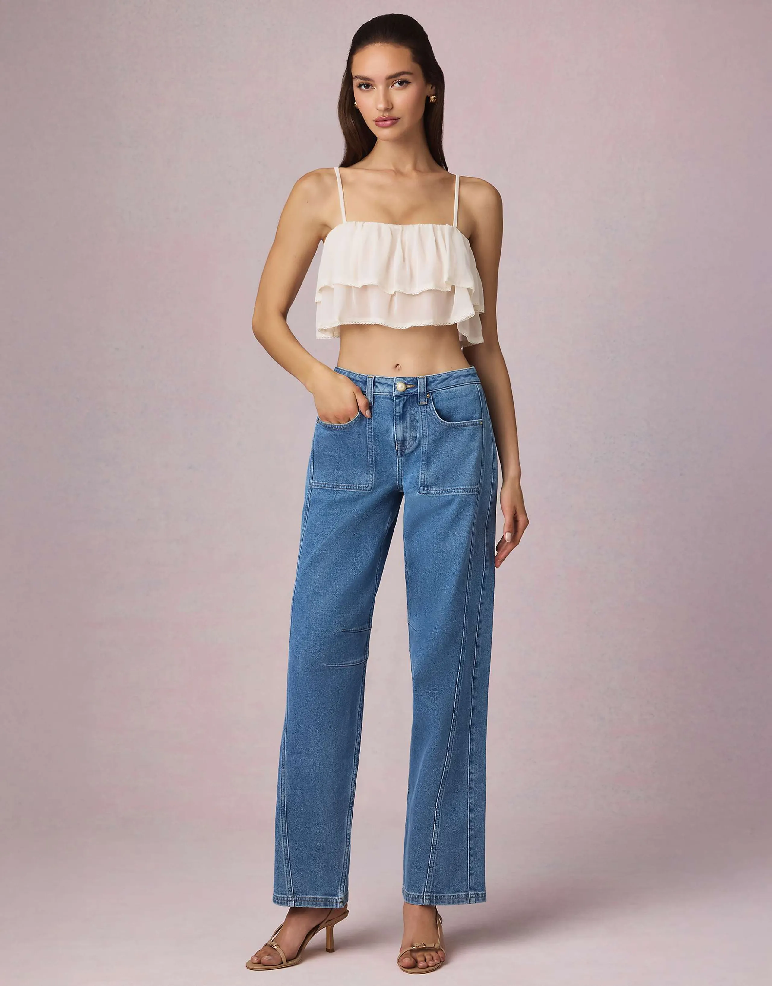 Oh Polly straight leg jeans in light blue wash