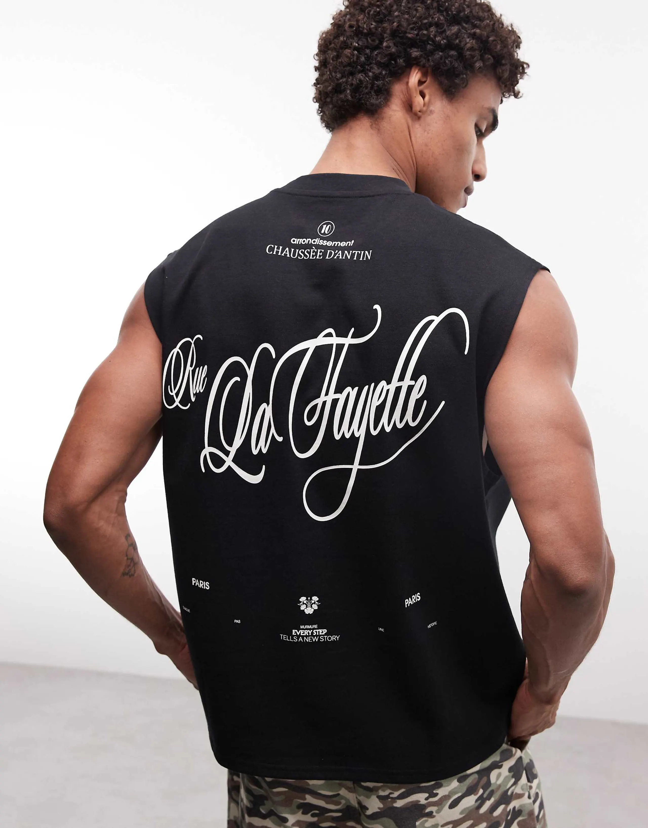 ASOS DESIGN Circular Design Collection super heavyweight oversized tank with back text print in black