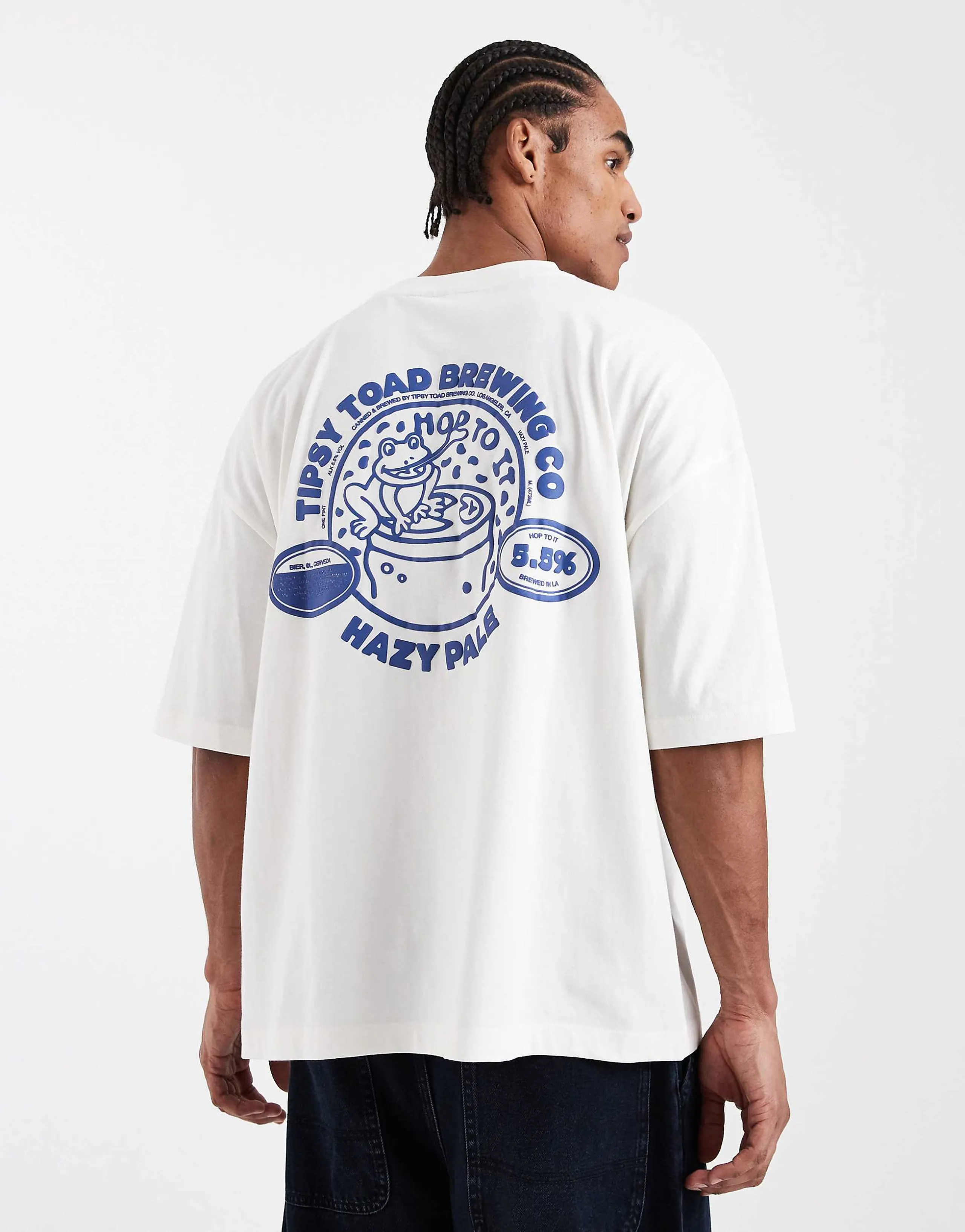 ASOS DESIGN oversized t-shirt with hazy pale puff prints in off white and blue