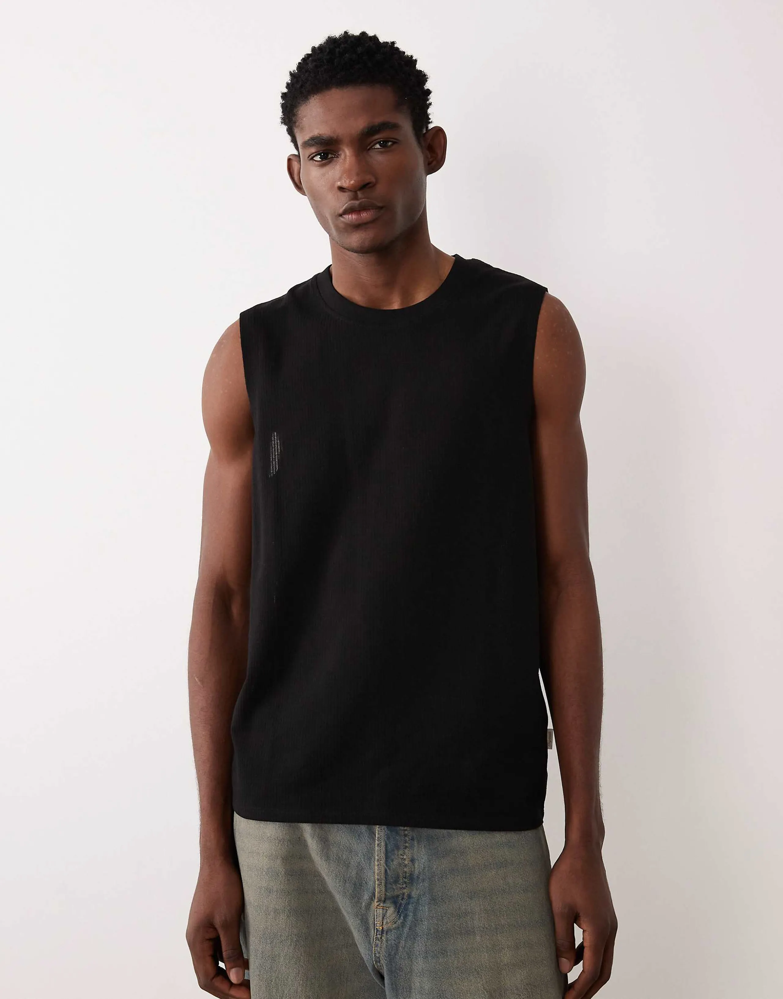 Jack & Jones knitted tank top in black