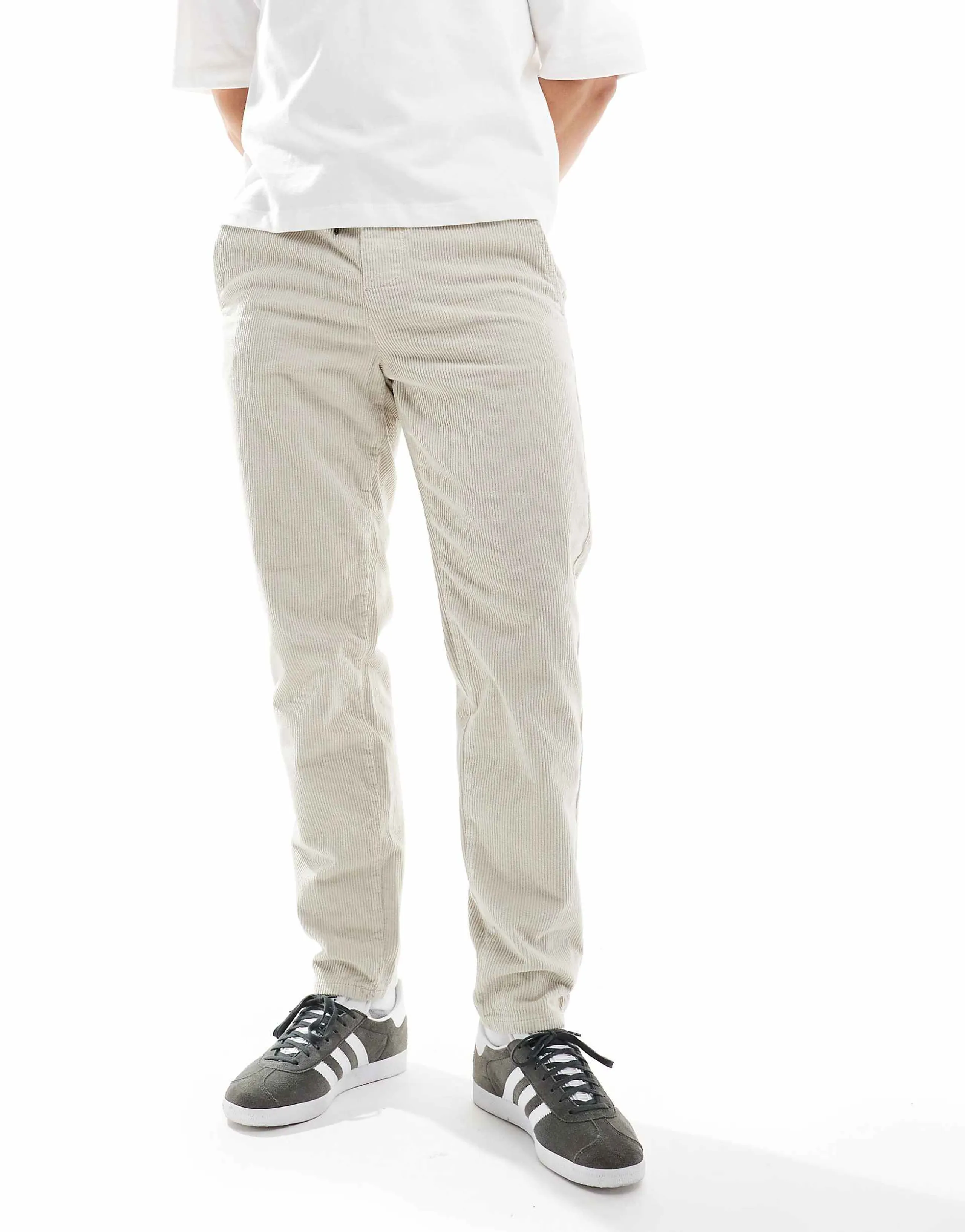ONLY & SONS tapered corduroy pants in cream