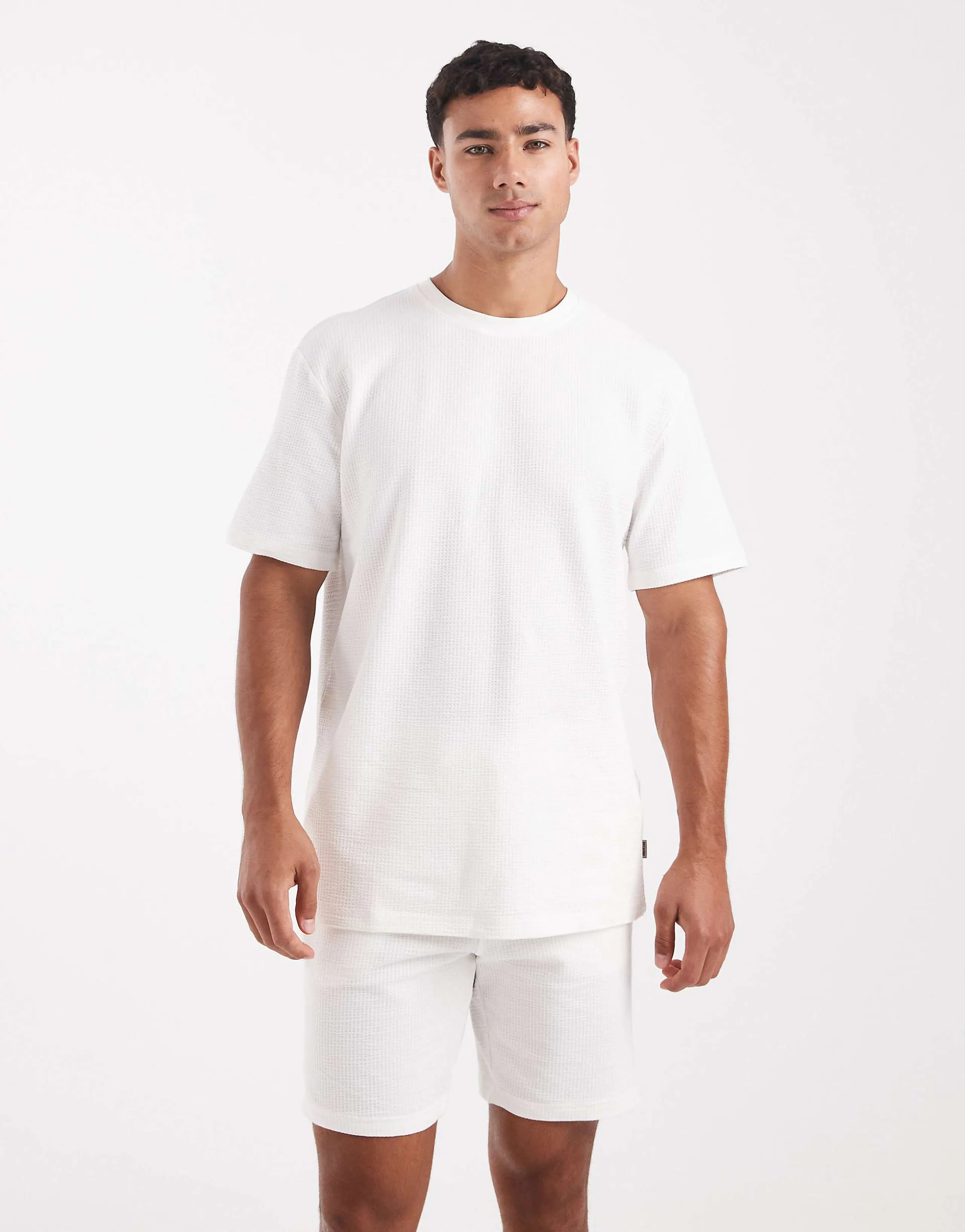 ONLY & SONS short sleeve waffle t-shirt in white - part of a set