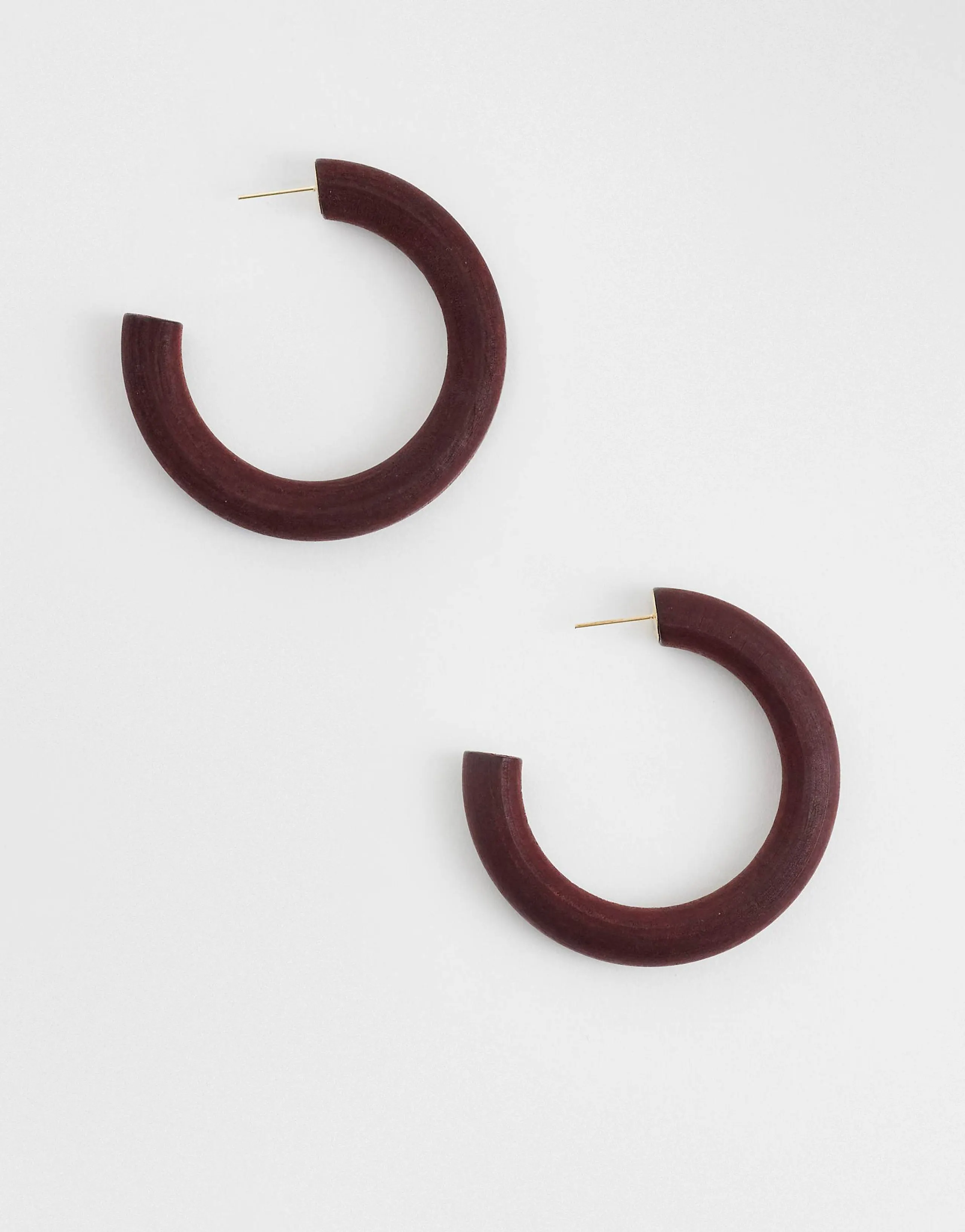 DesignB London dark brown wooden hoop earrings