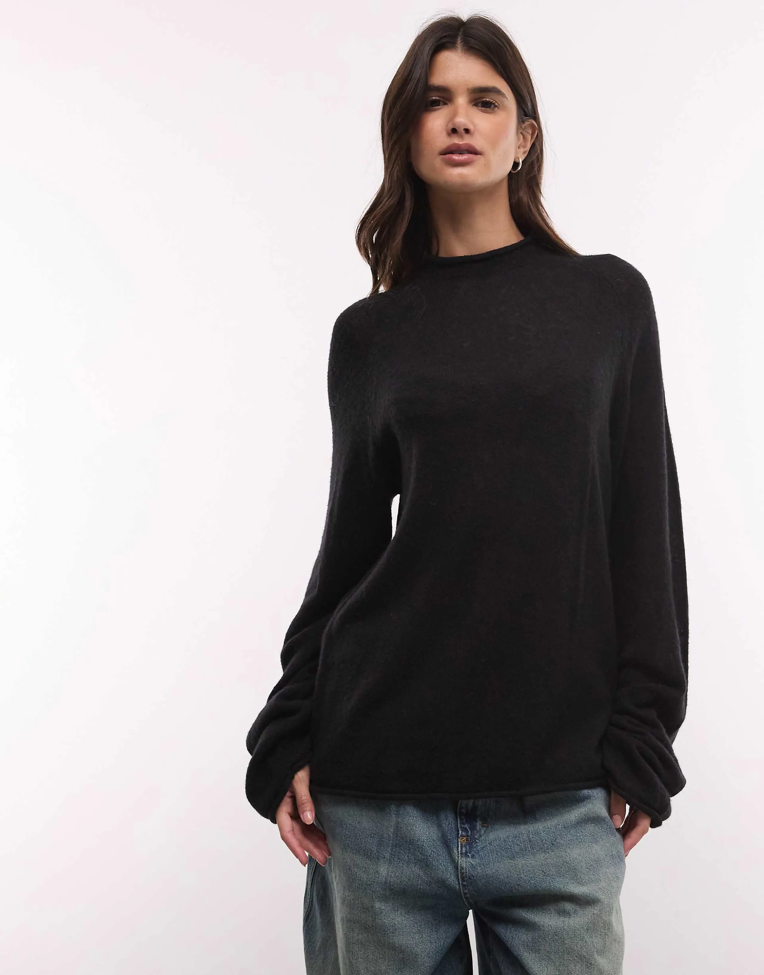 Weekday wool blend mock neck sweater in black exclusive to ASOS