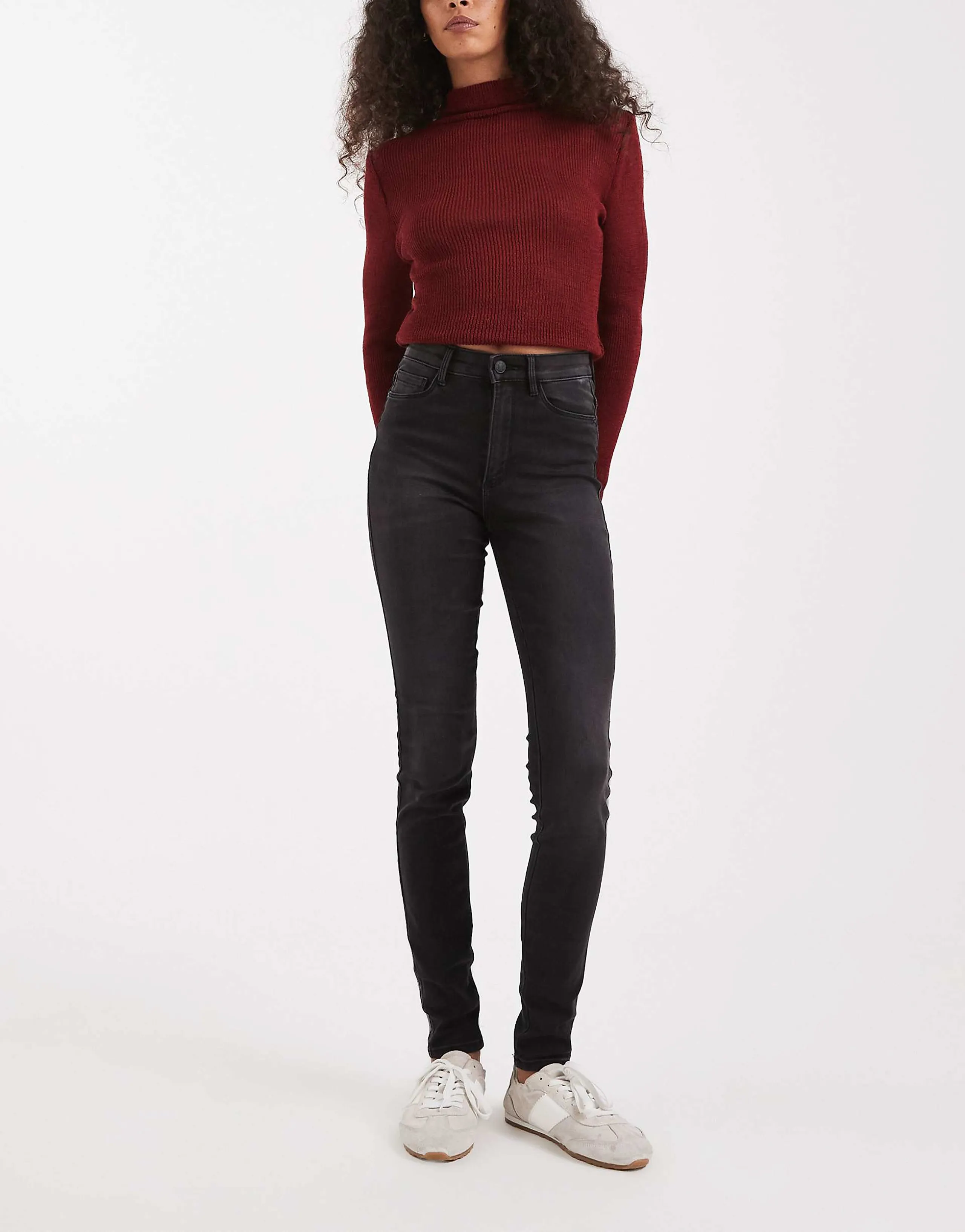 Only Royal high waisted skinny jeans in washed black 