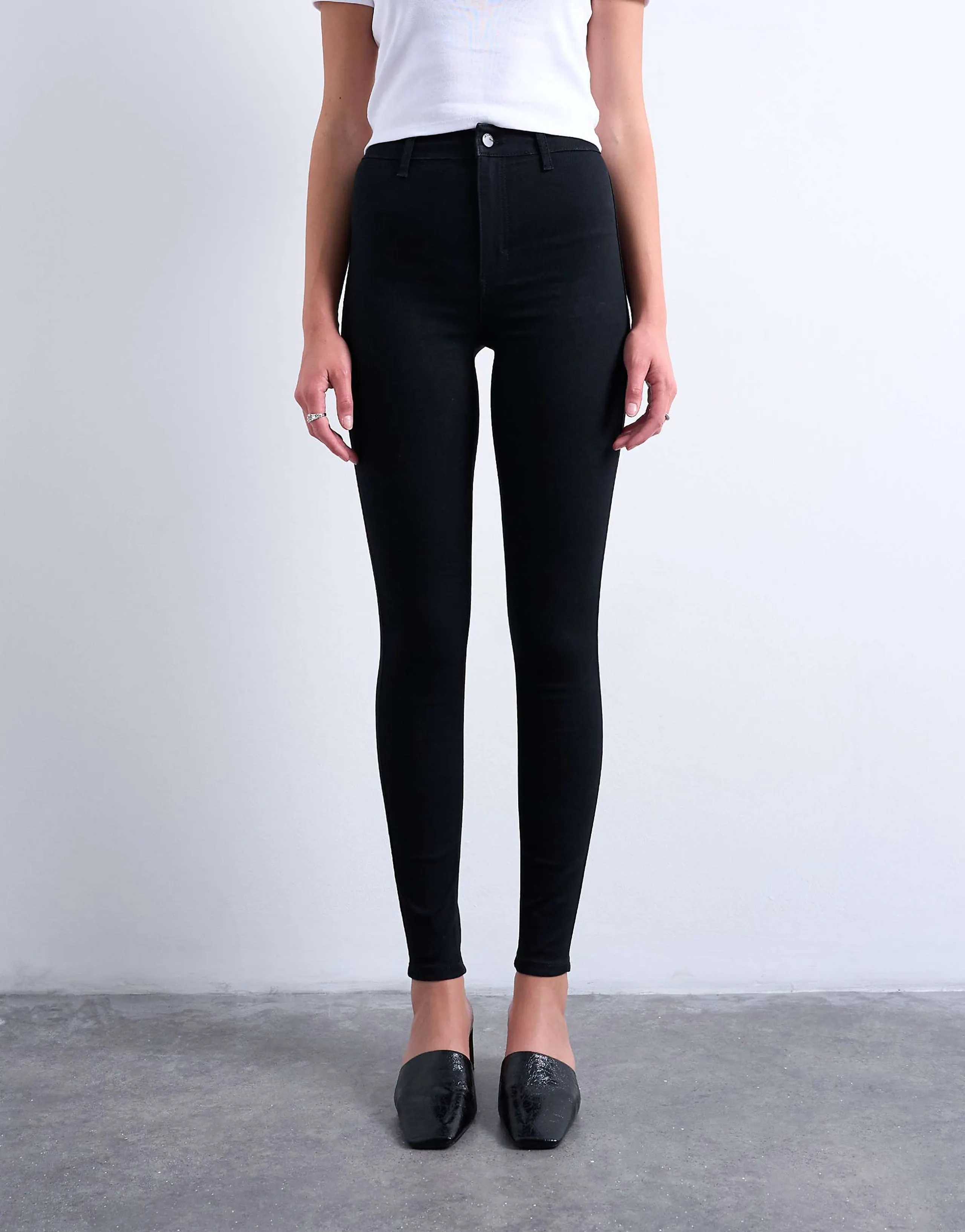 Topshop Joni skinny high rise jeans in black