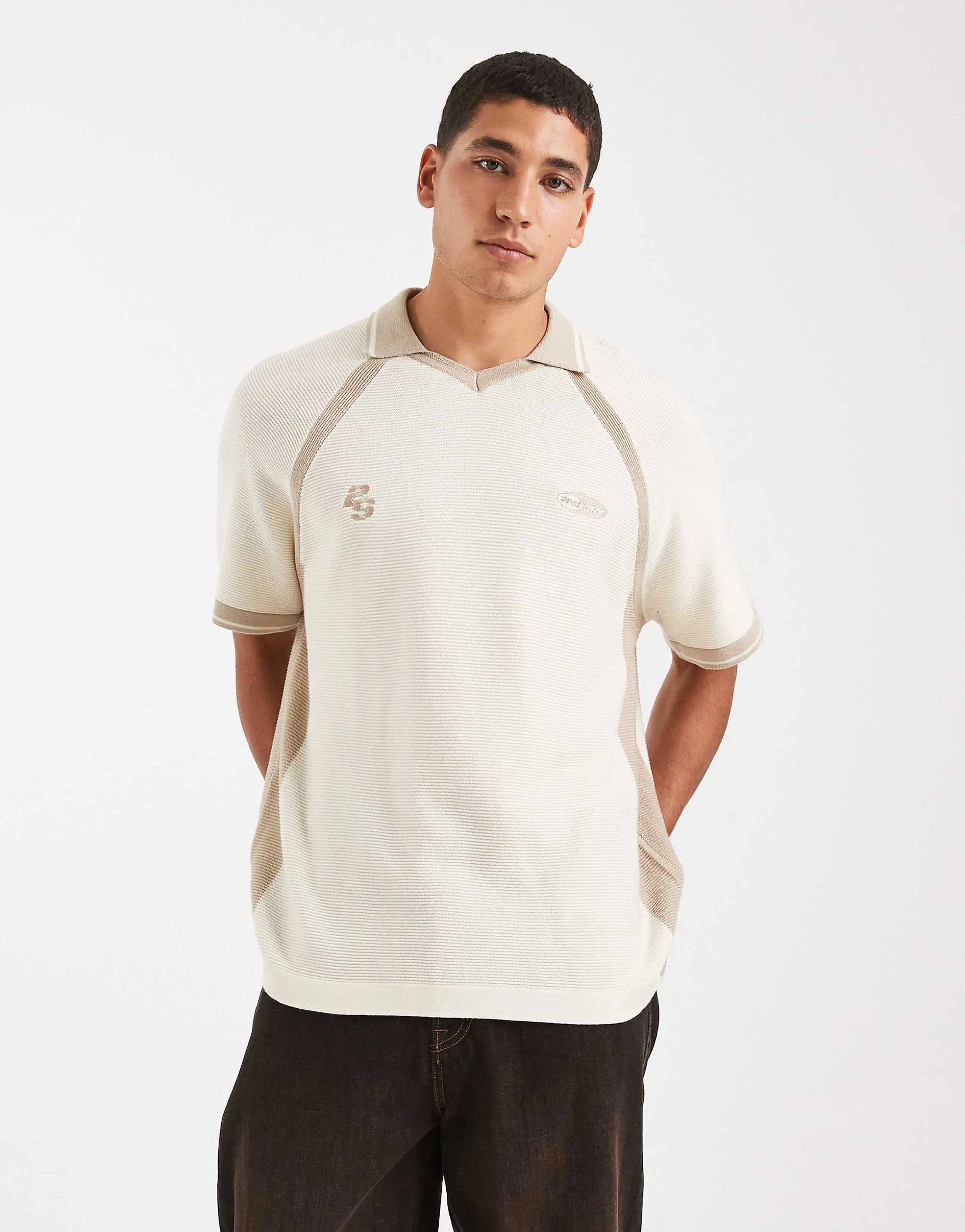 Cotton On knit sports polo top in off-white