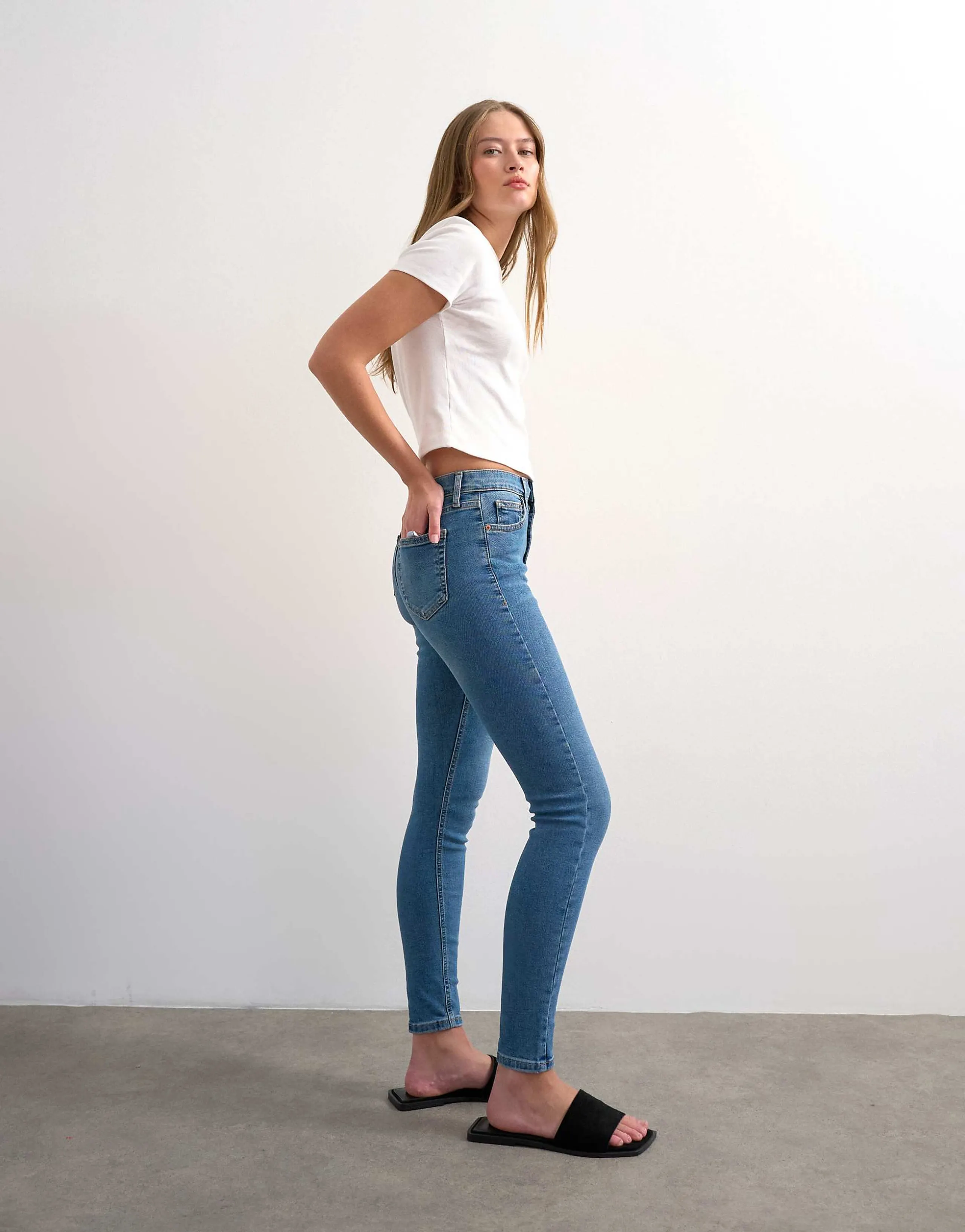 Topshop Jamie skinny high rise jeans in vintage blue
