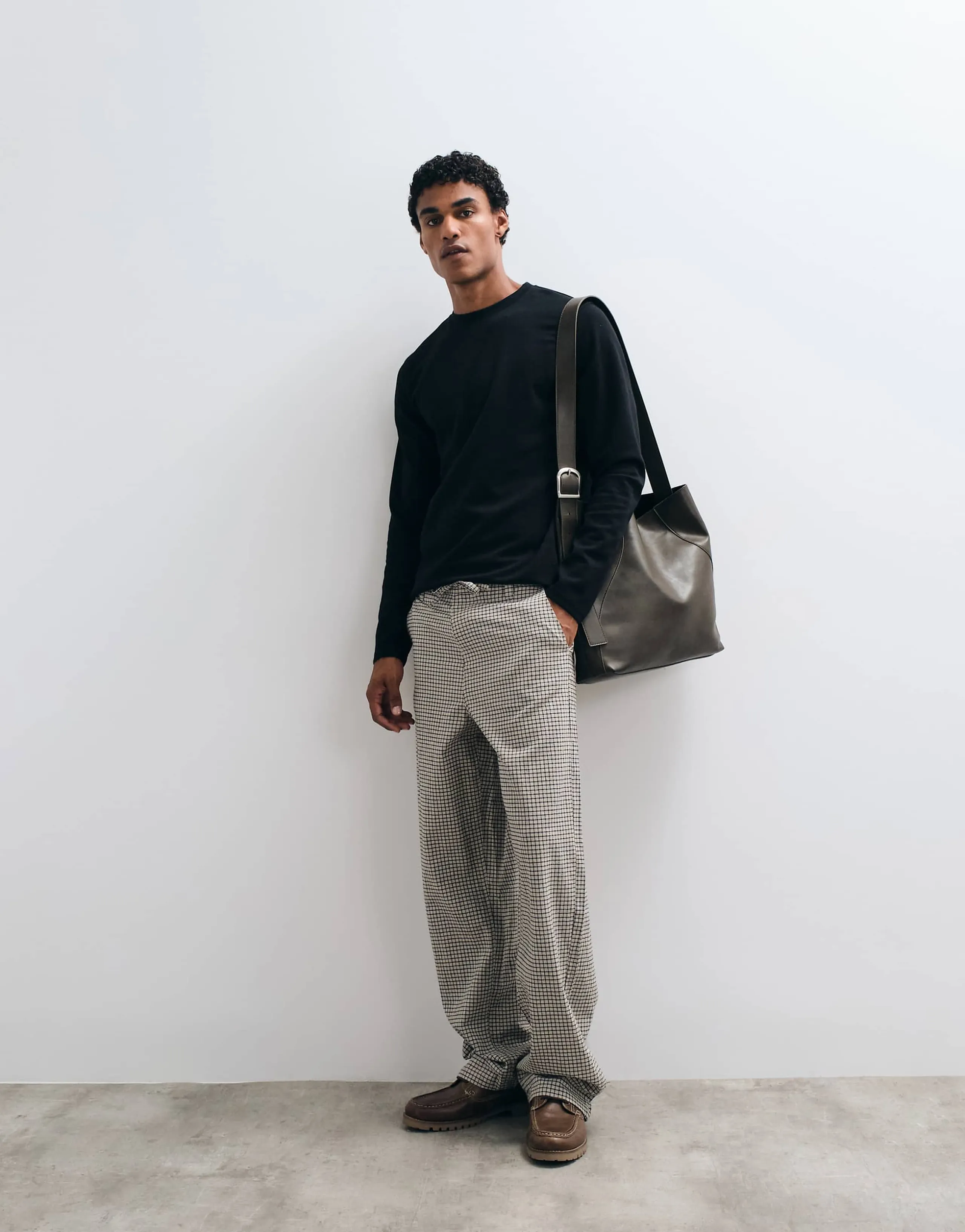 ASOS DESIGN baggy pants in plaid pattern