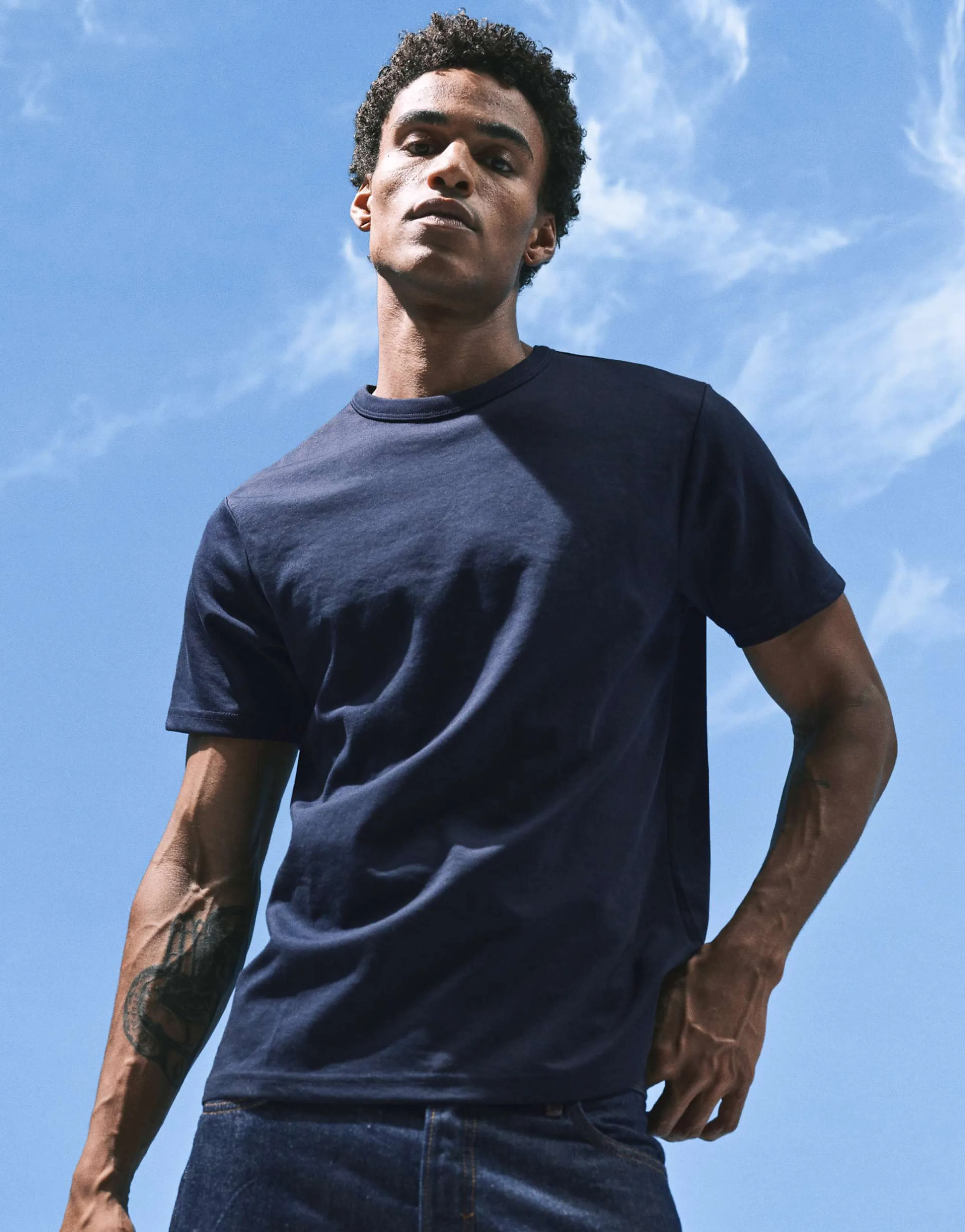 ASOS DESIGN breatheMAX™ heavyweight regular fit t-shirt in navy cotton blend 