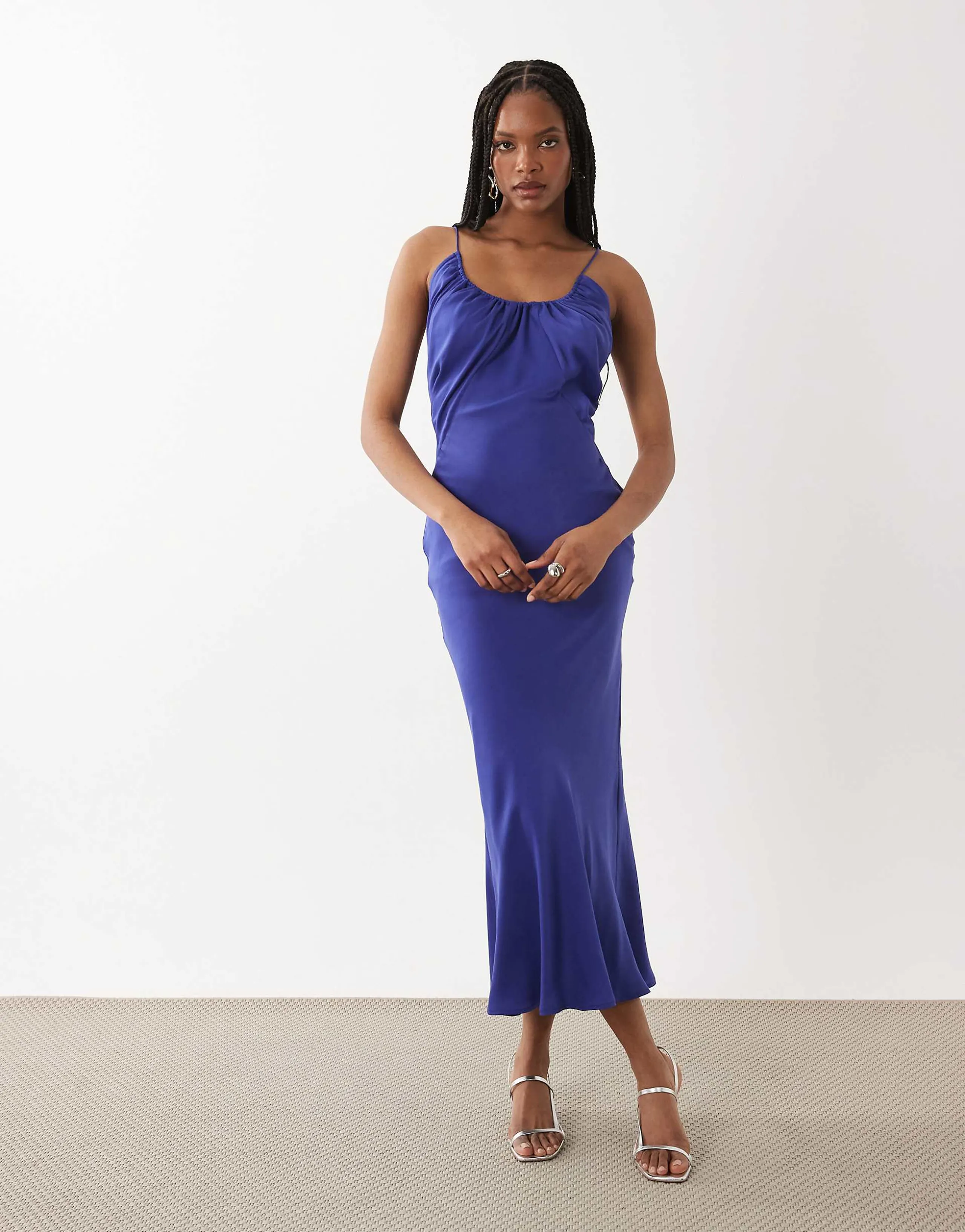 ASOS DESIGN Tall scoop neck bias cut midaxi dress in indigo