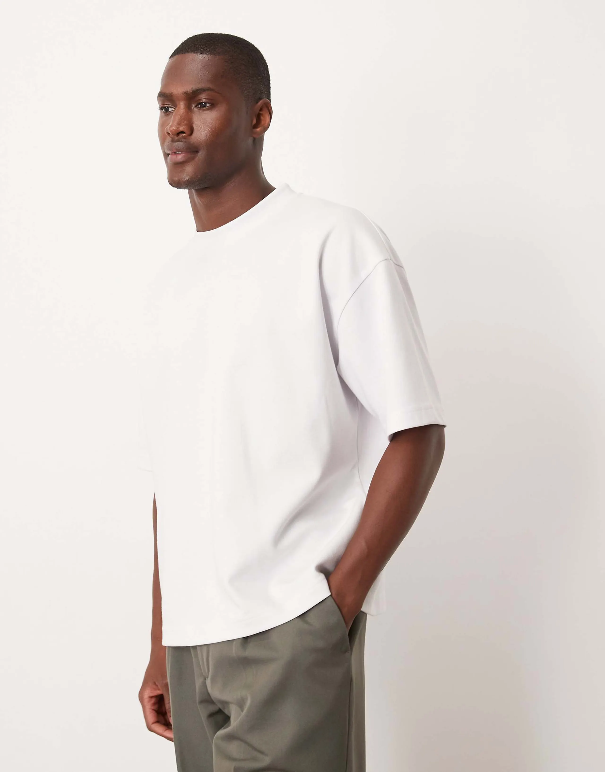 ASOS DESIGN breatheMAX™ heavyweight cotton blend boxy oversized T-shirt in white