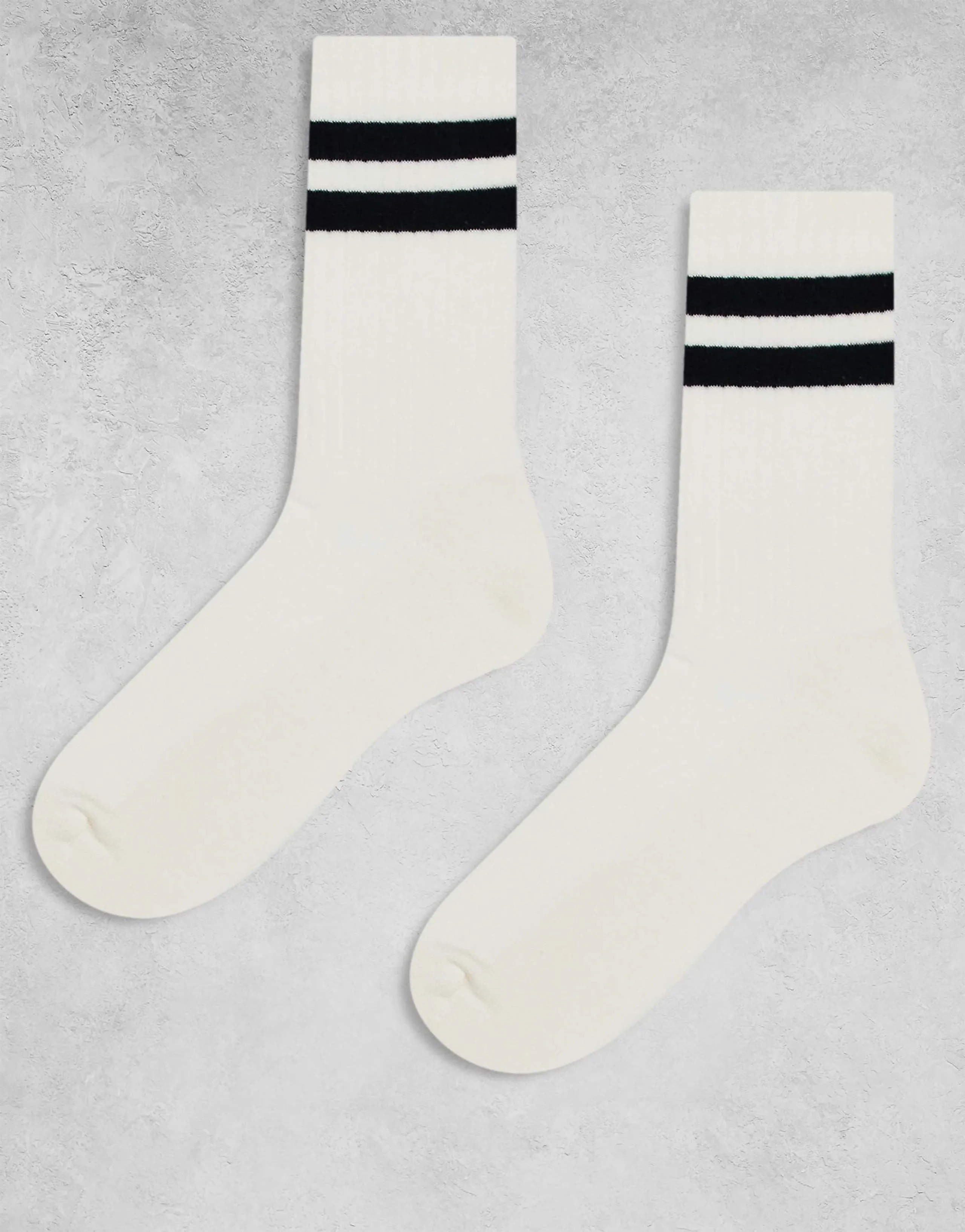 ARKET 2 pack athletic socks in off white and dark blue stripes