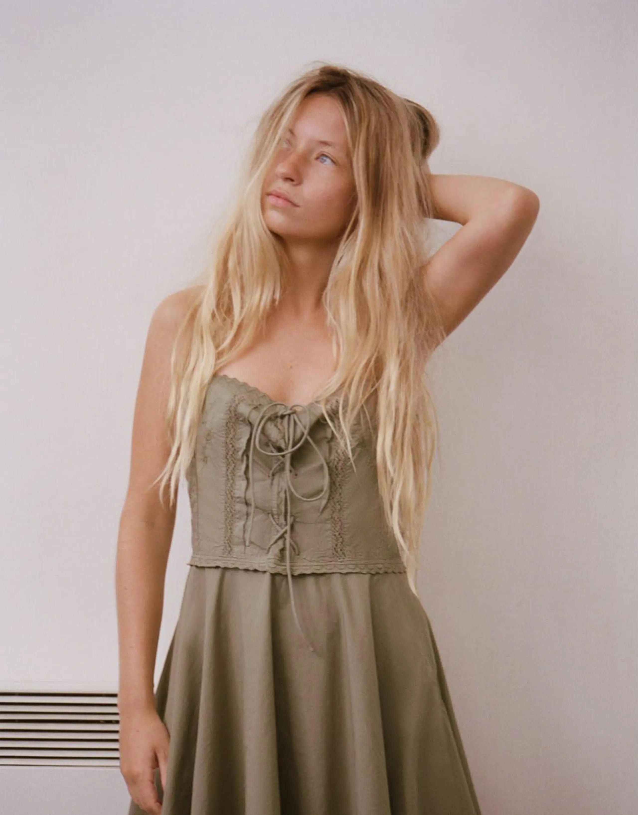 EMBROIDERED POPLIN MINI DRESS