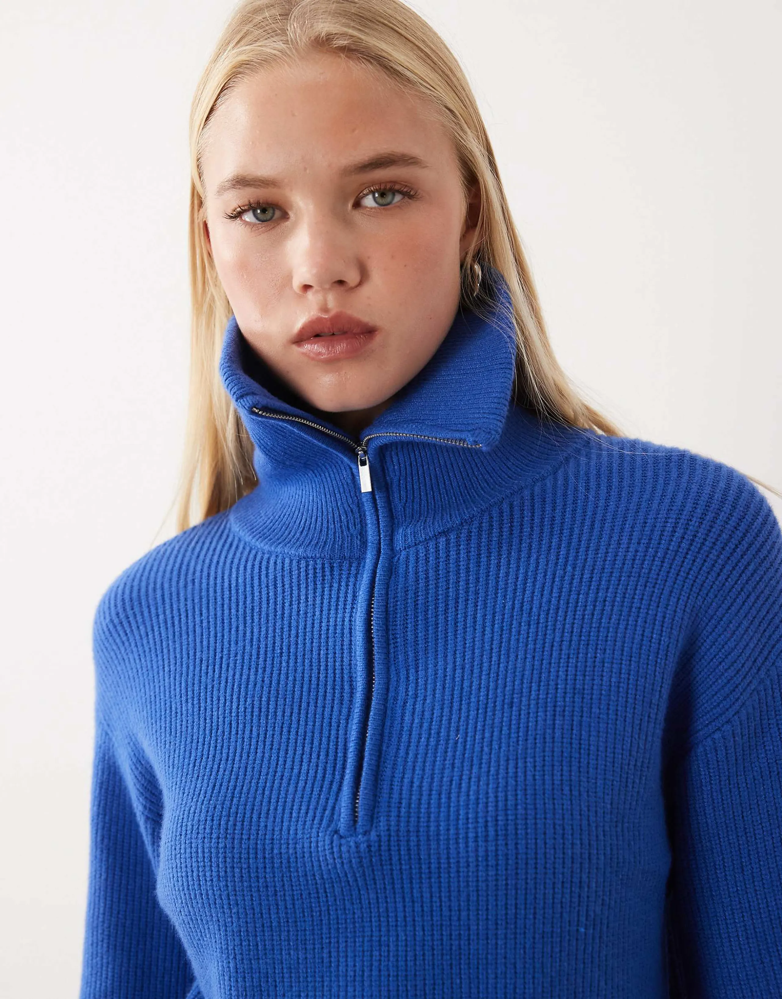 Mango quarter zip sweater in electric blue