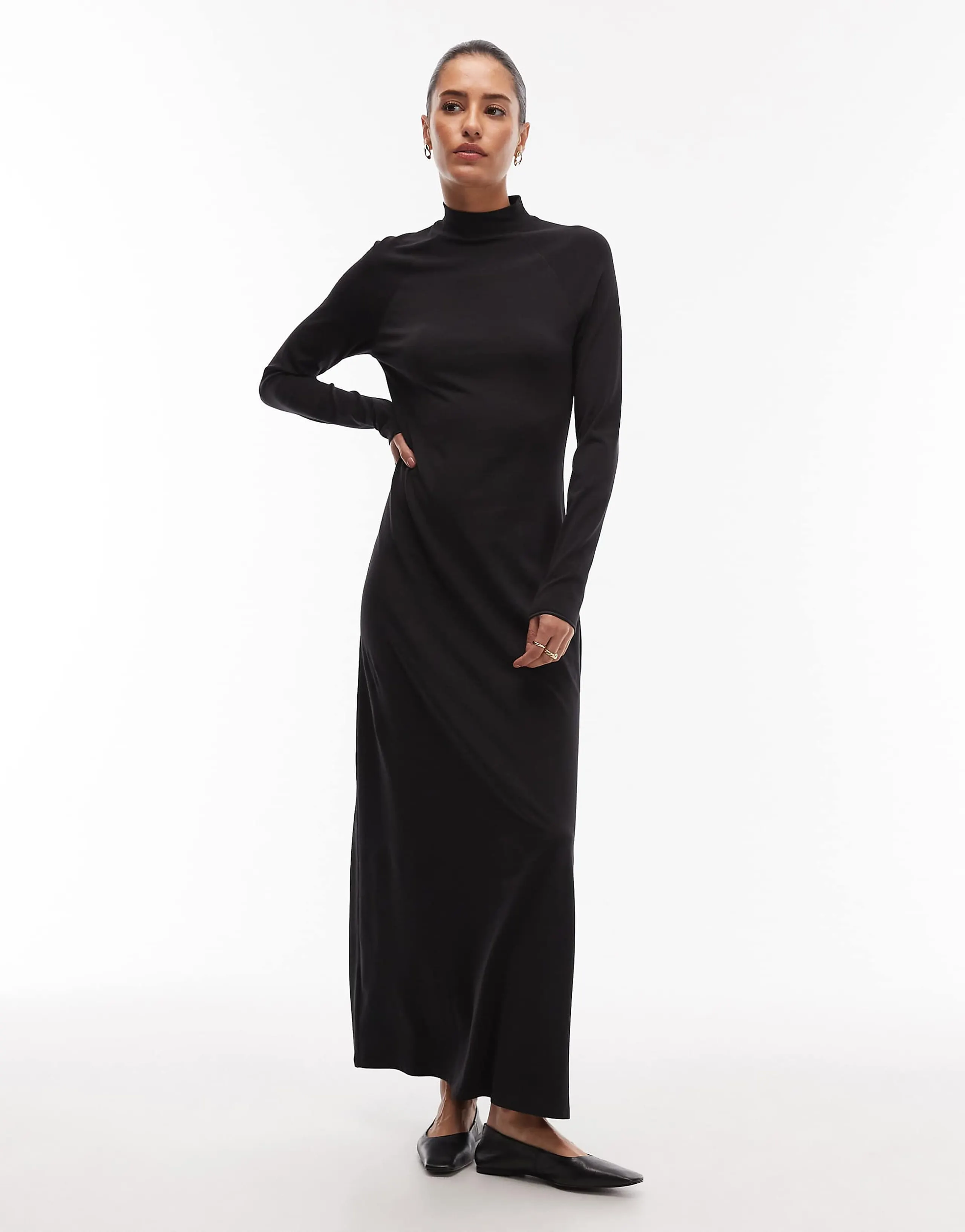 ARKET soft touch long sleeve maxi dress in black