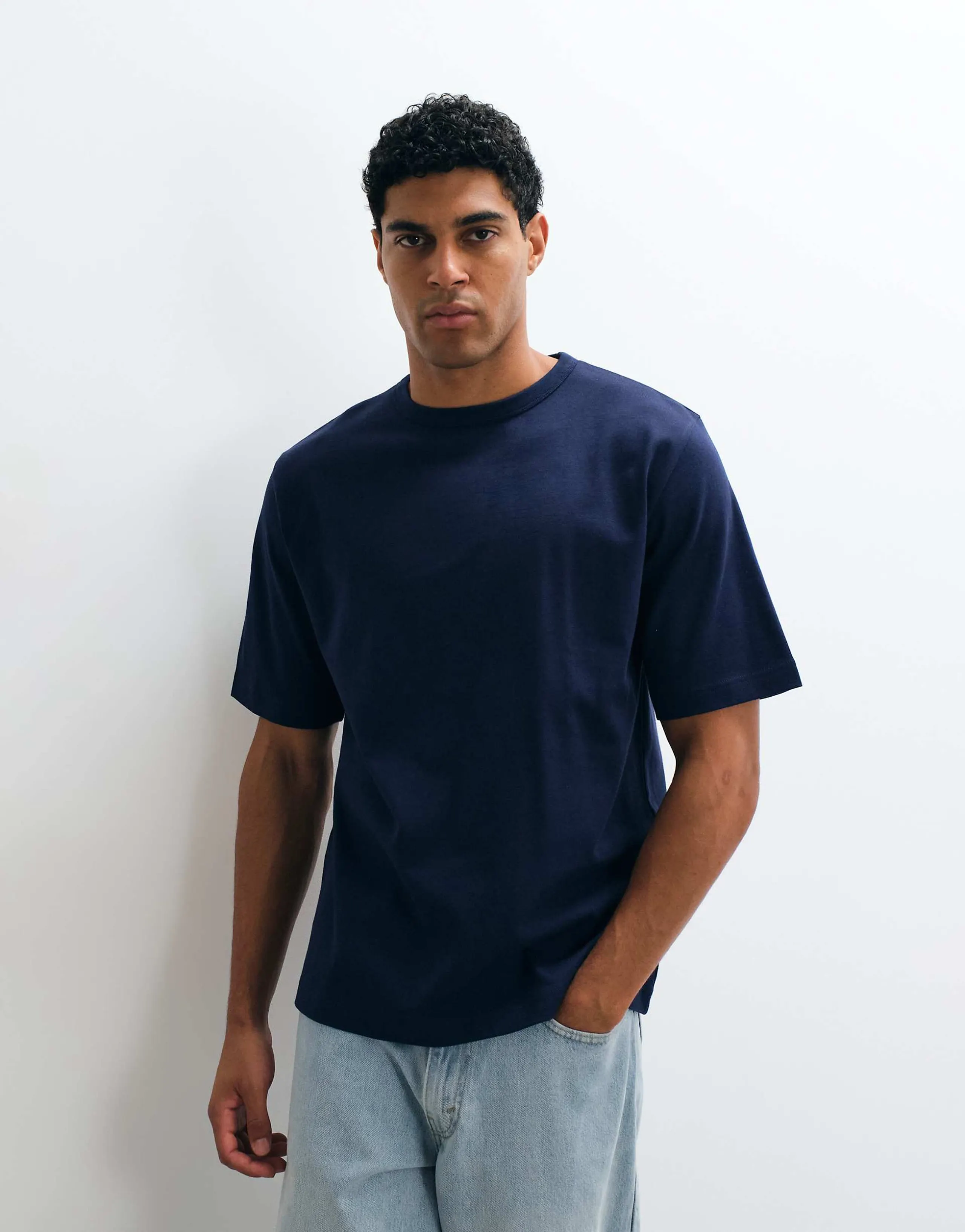 ARKET heavyweight jersey oversized T-shirt in navy