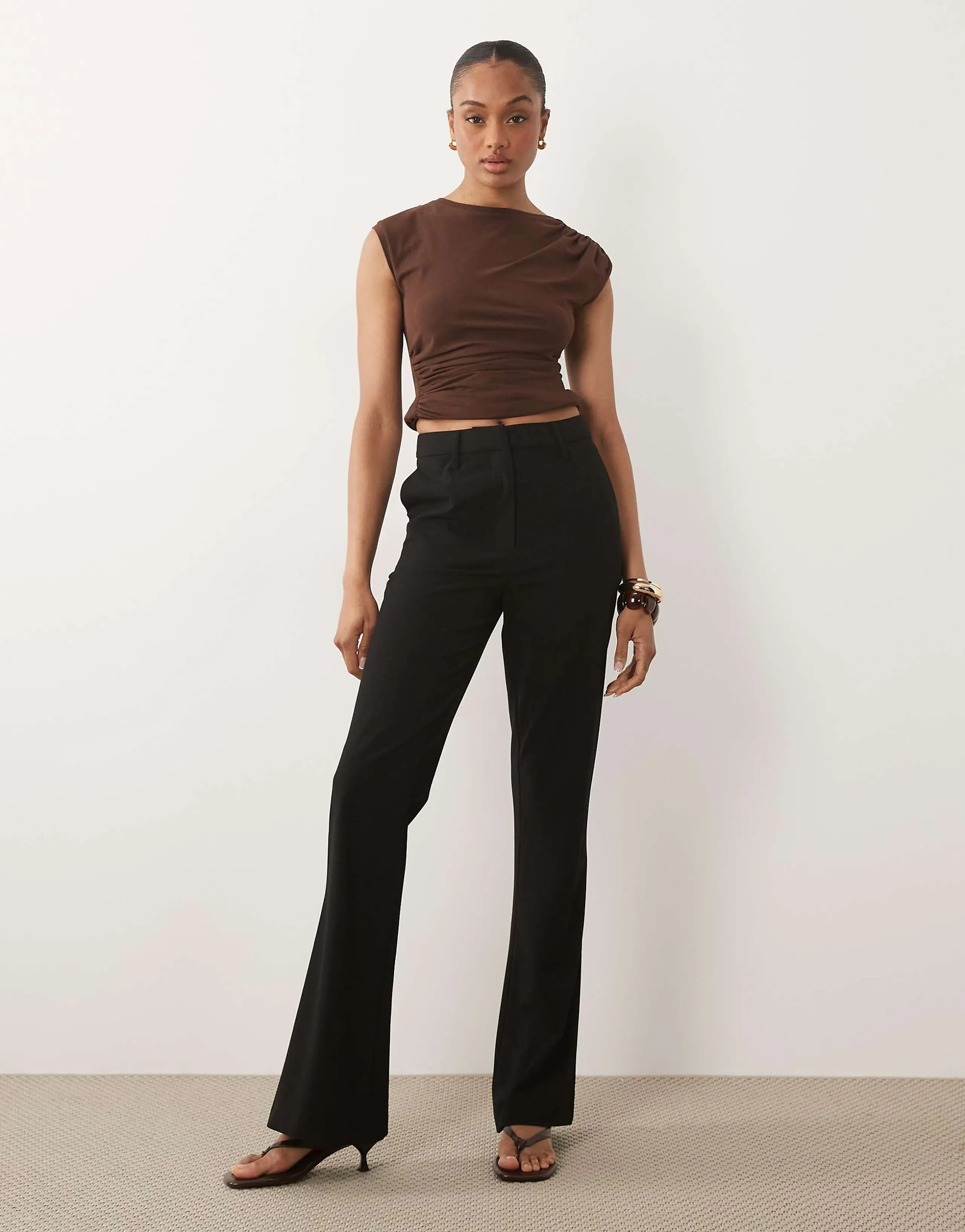 ASOS DESIGN Tall tailored snatch flare pants in black