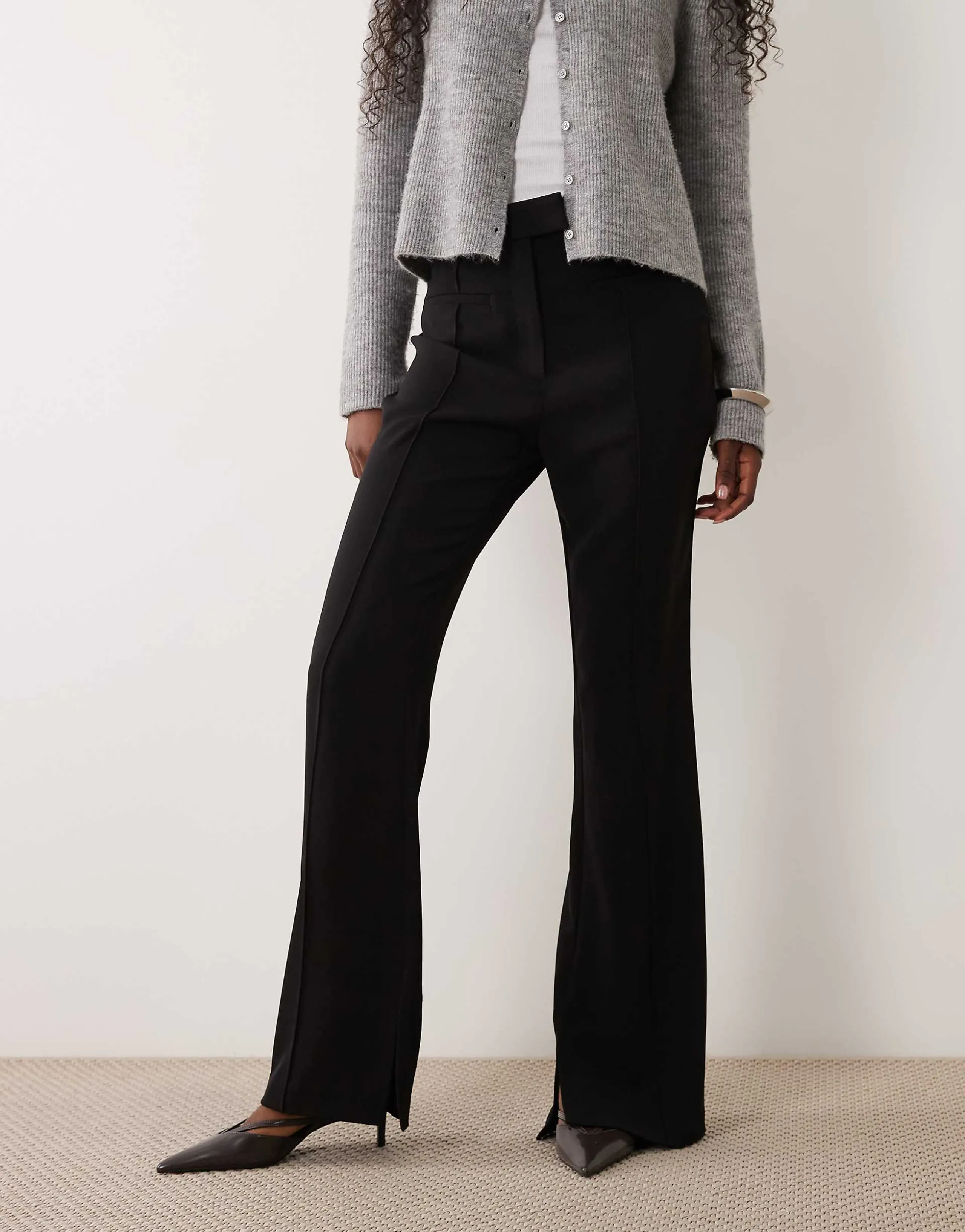 ASOS DESIGN tailored slinky flared pants in black - part of a set
