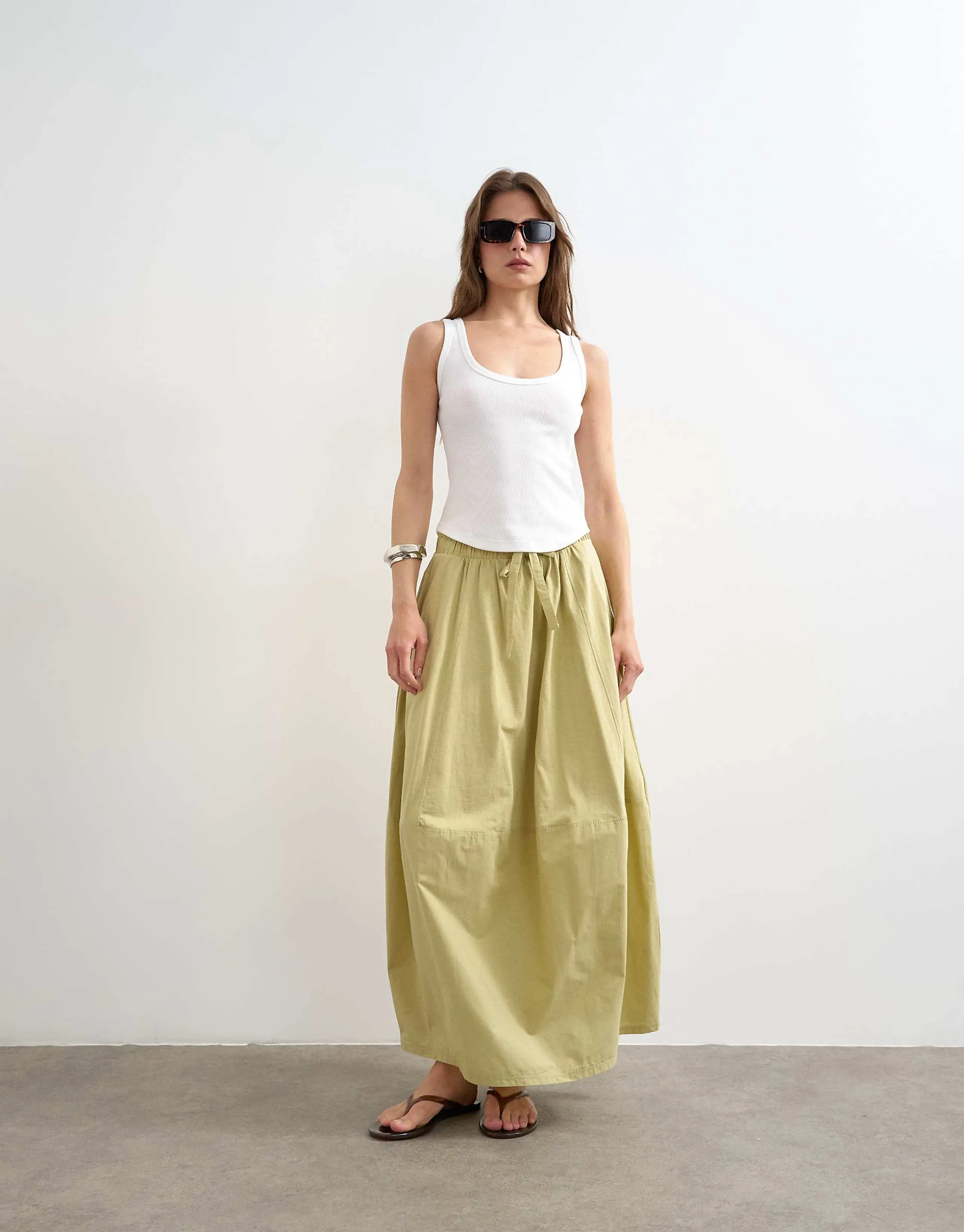 Topshop hybrid balloon maxi skirt in green