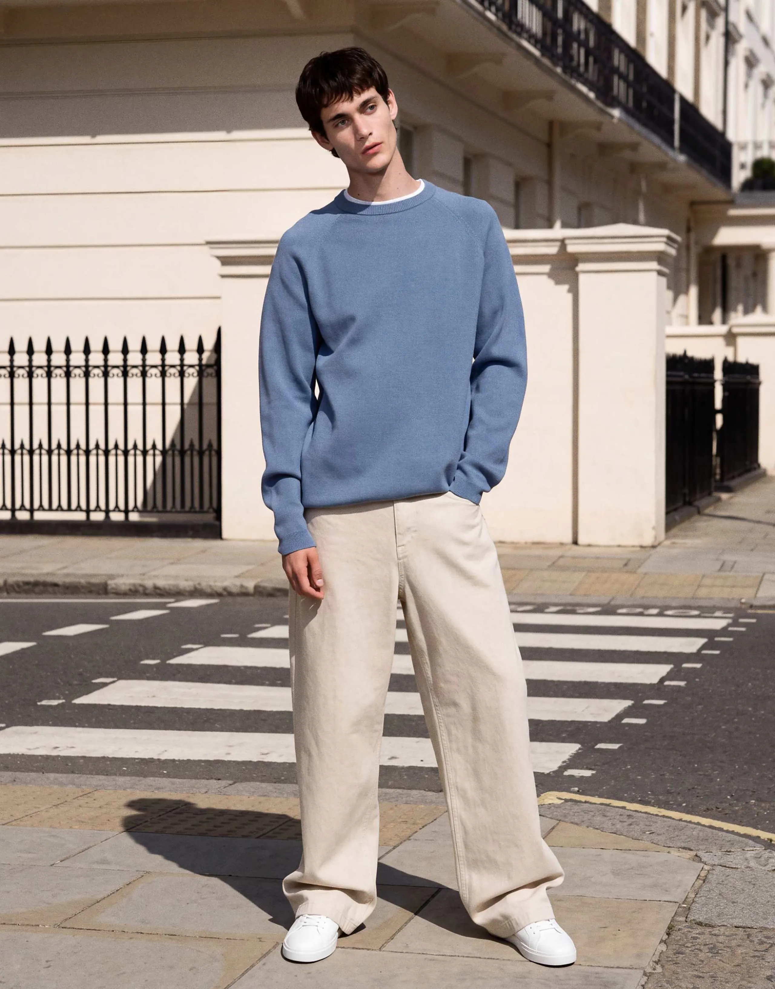 ASOS DESIGN relaxed compact knit sweater in light blue