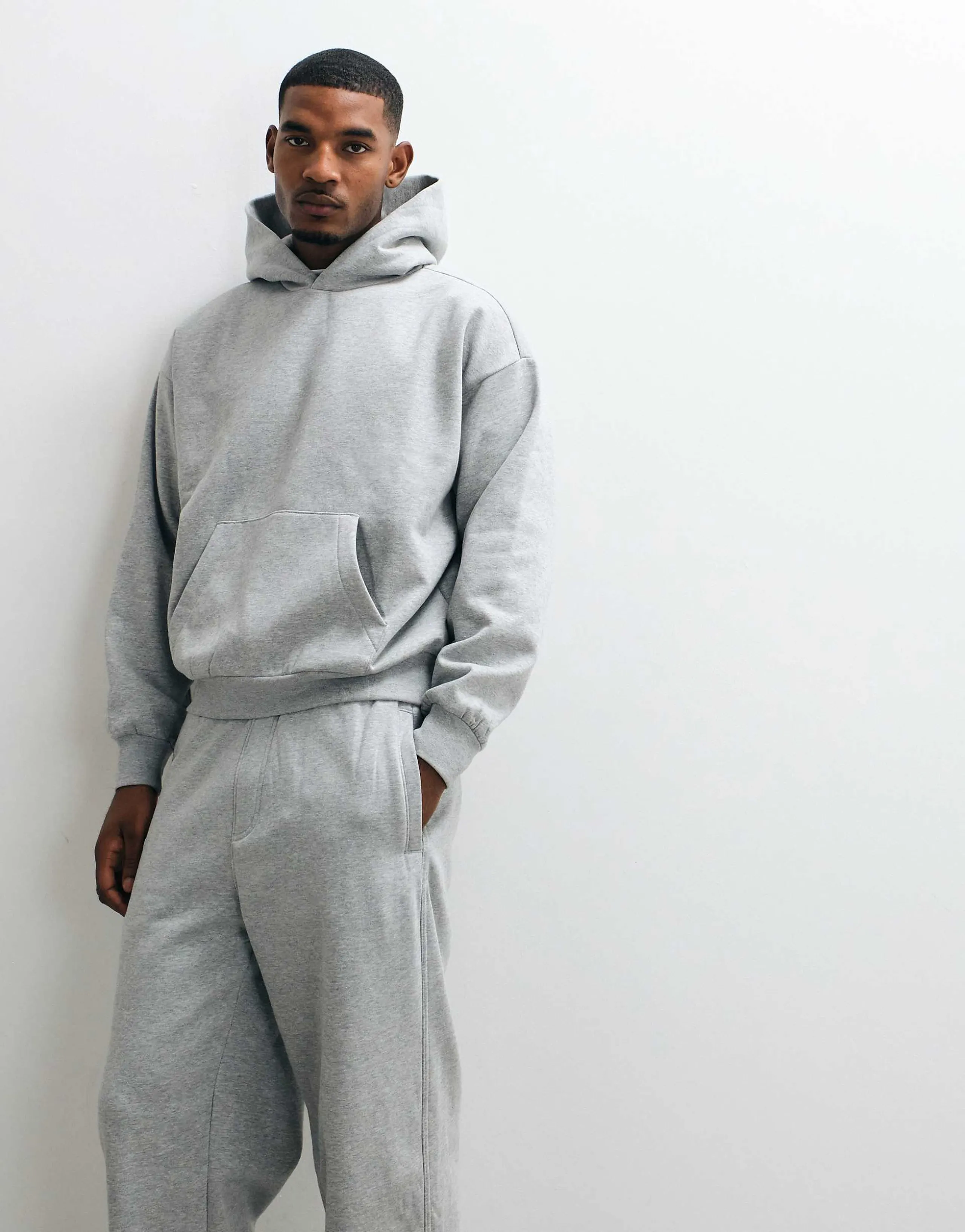 Weekday heavyweight jersey oversized boxy fit hoodie in heather gray