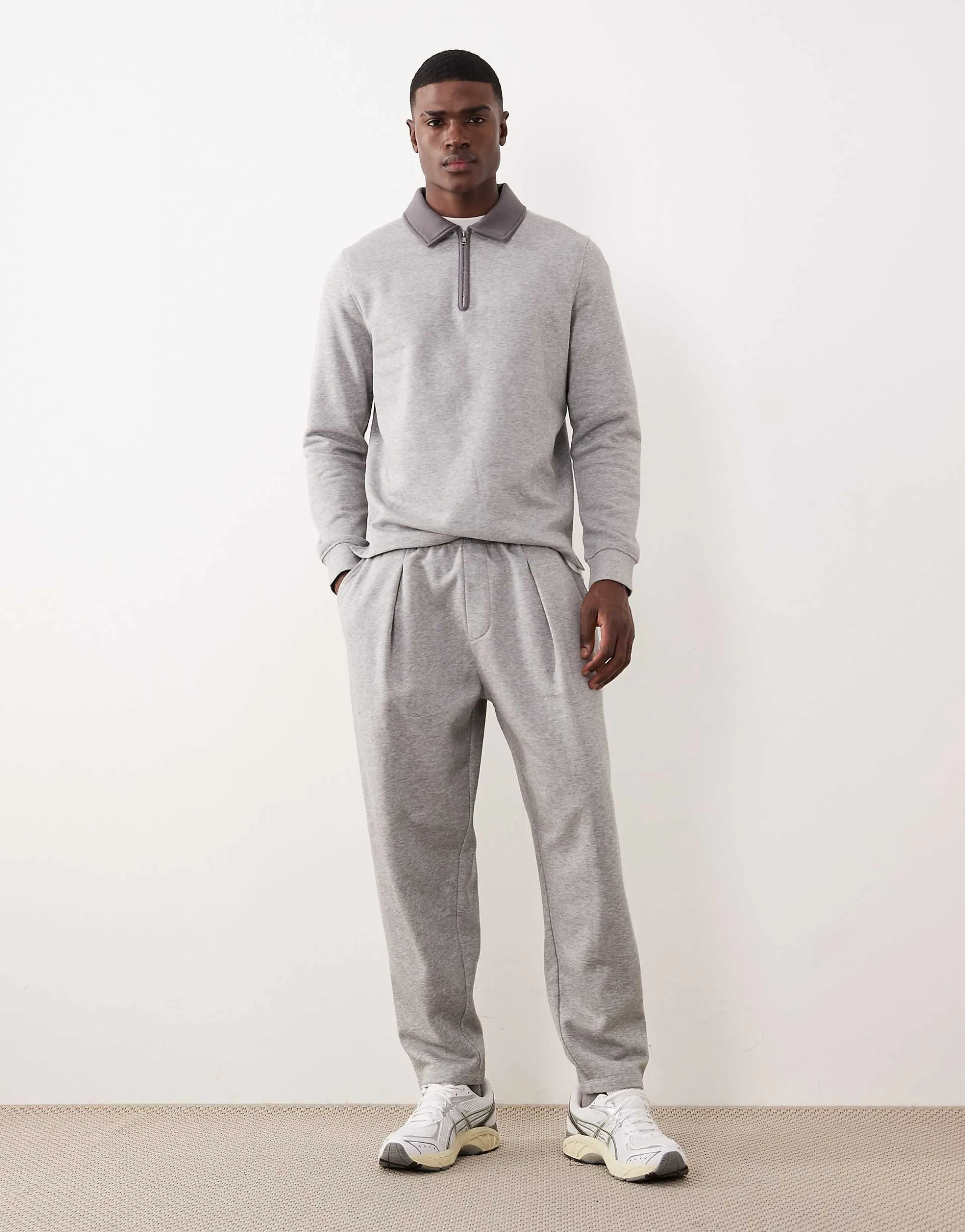 ASOS DESIGN tapered sweatpants in light gray