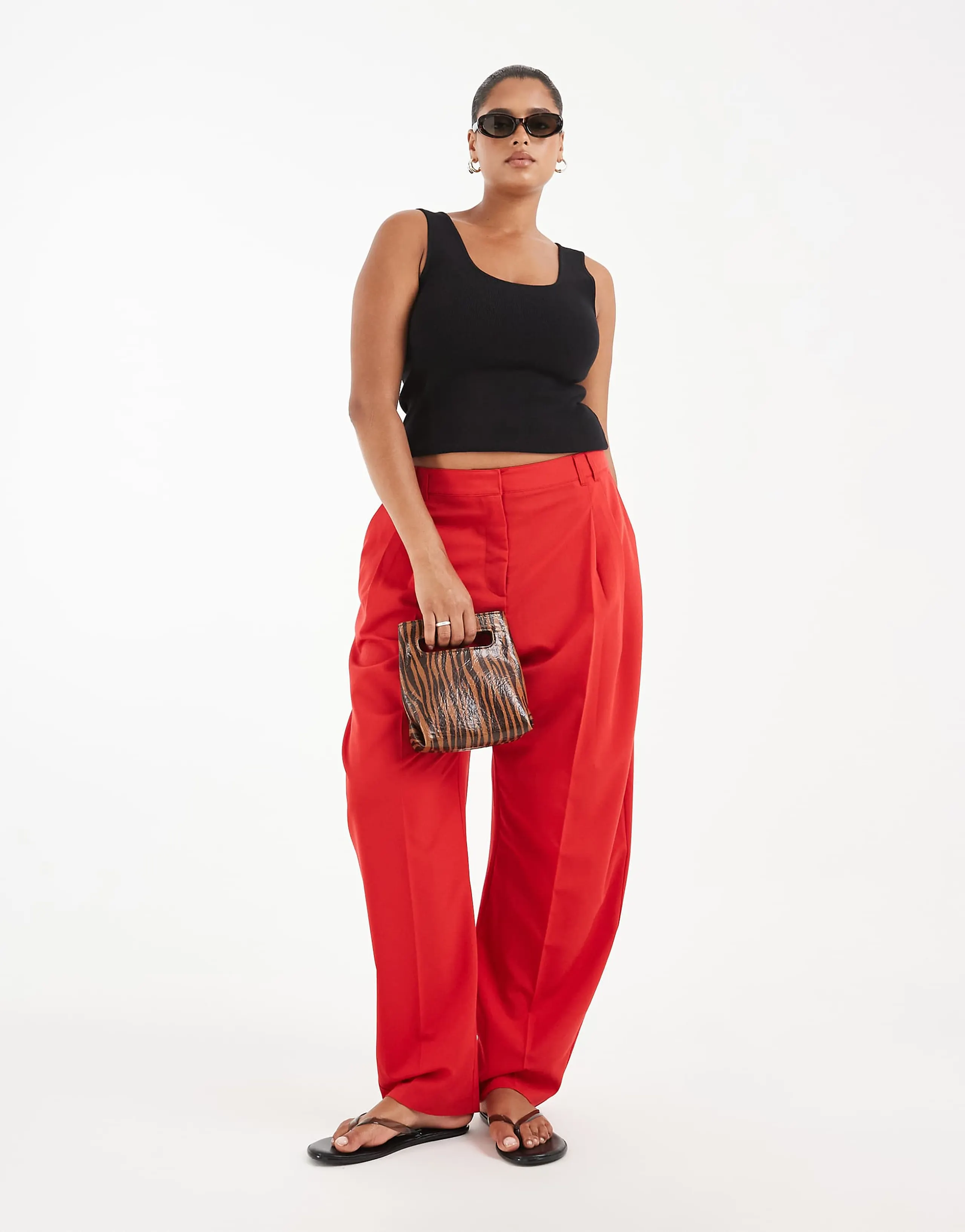 ASOS DESIGN Curve Tailored tapered pants in red