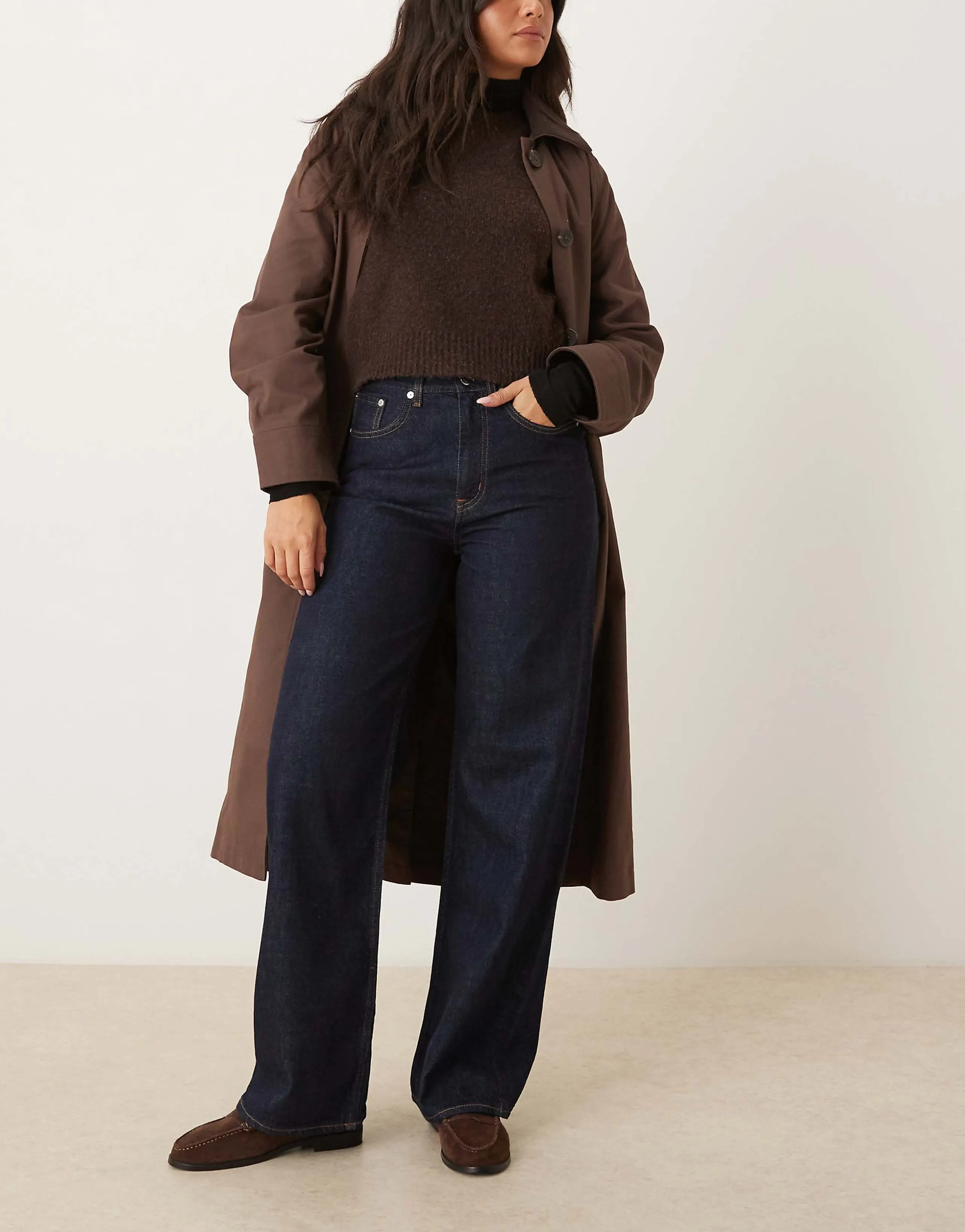 ARKET Coral high waist relaxed leg jeans in dark-wash indigo blue rinse