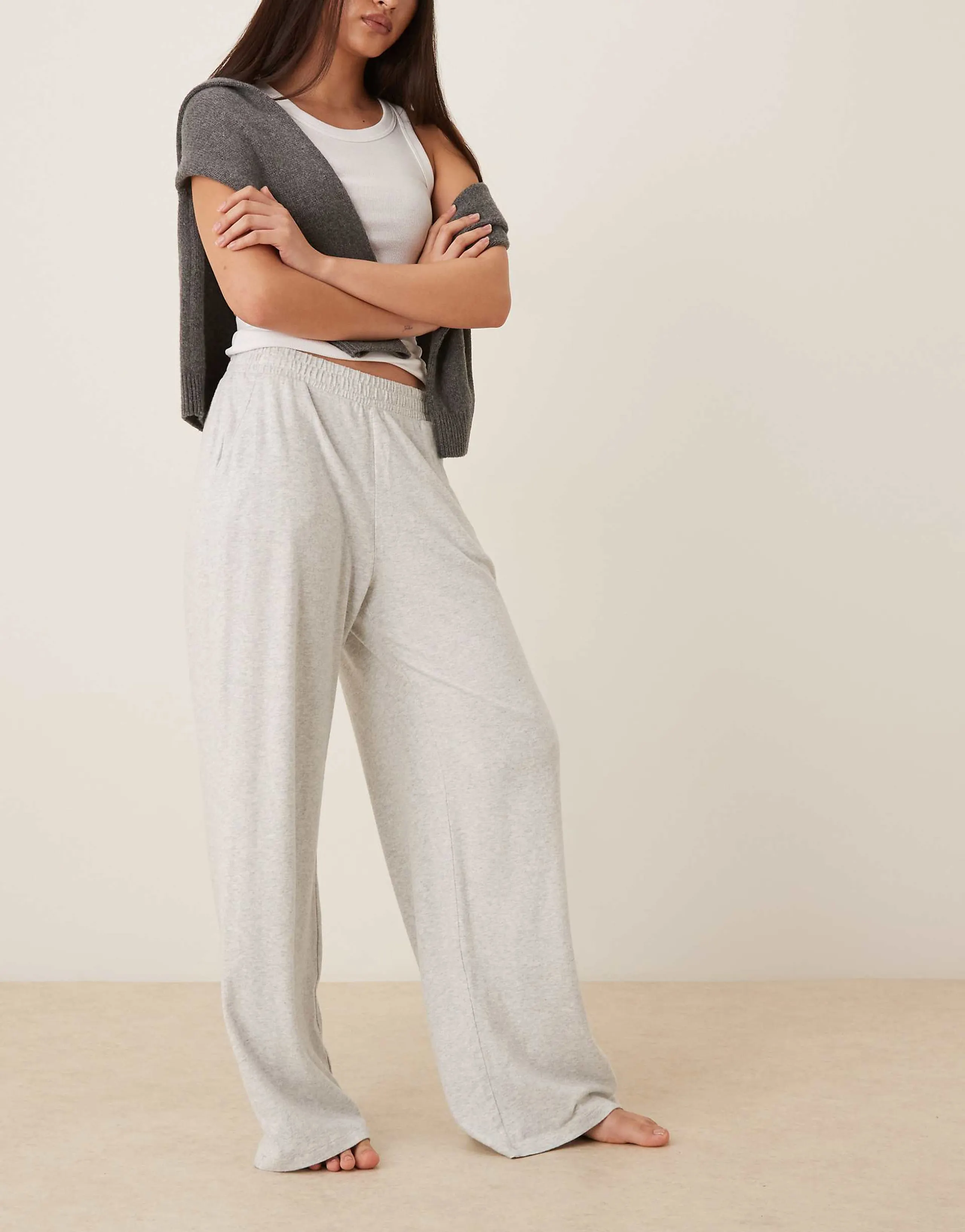 Abercrombie & Fitch wide leg lounge pants in gray