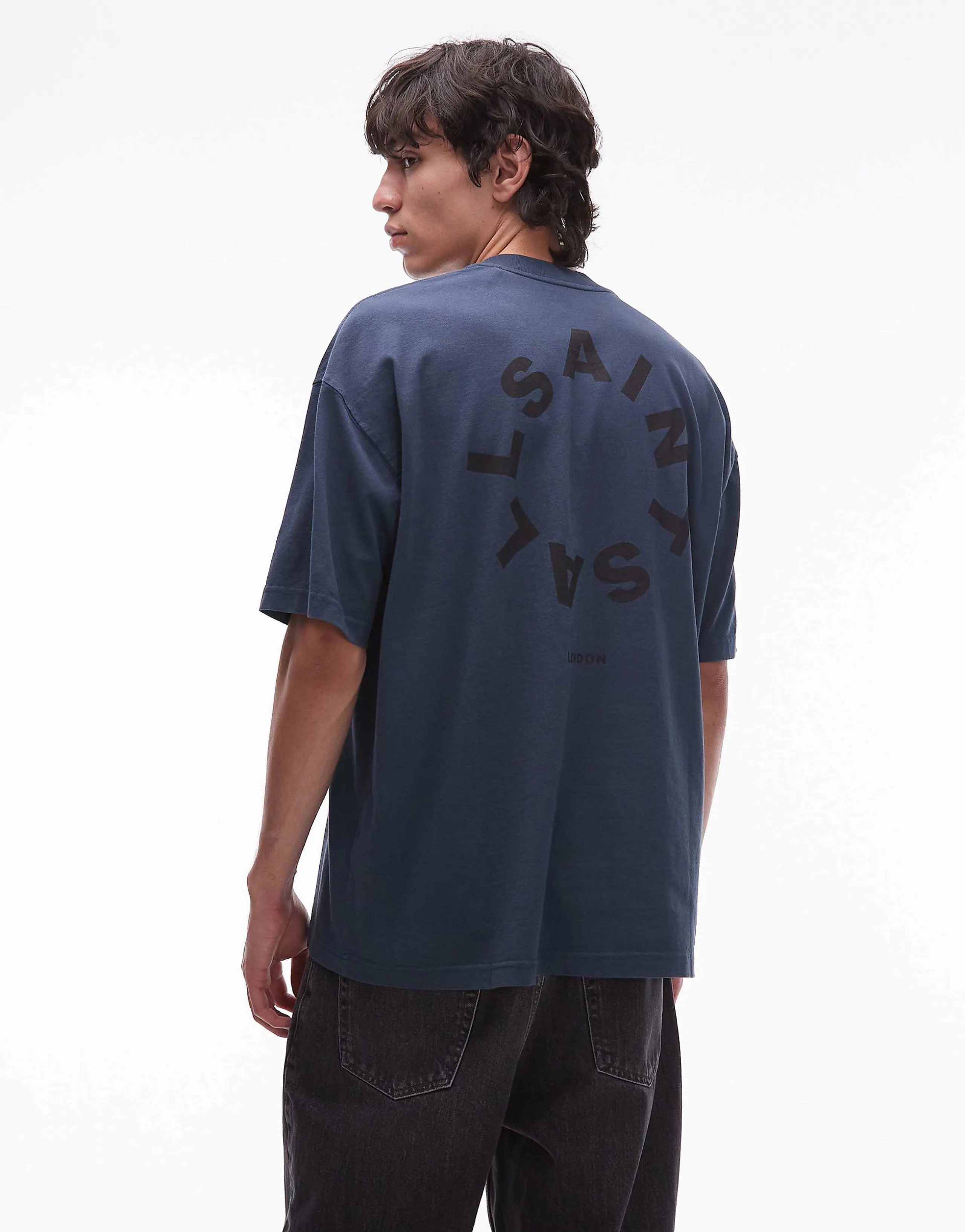 AllSaints Tierra oversized T-shirt in machine blue