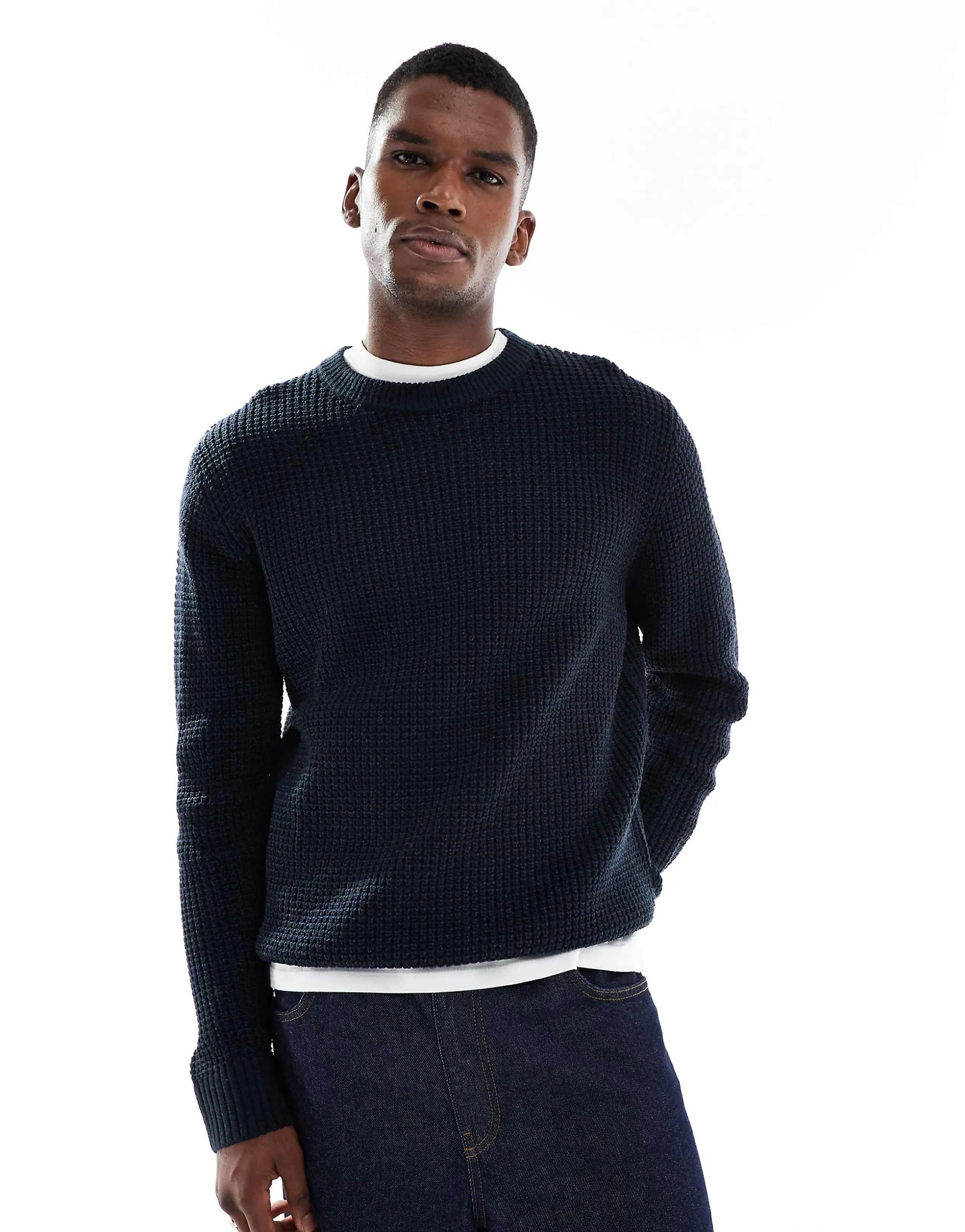 Jack & Jones crew sweater in speckled navy