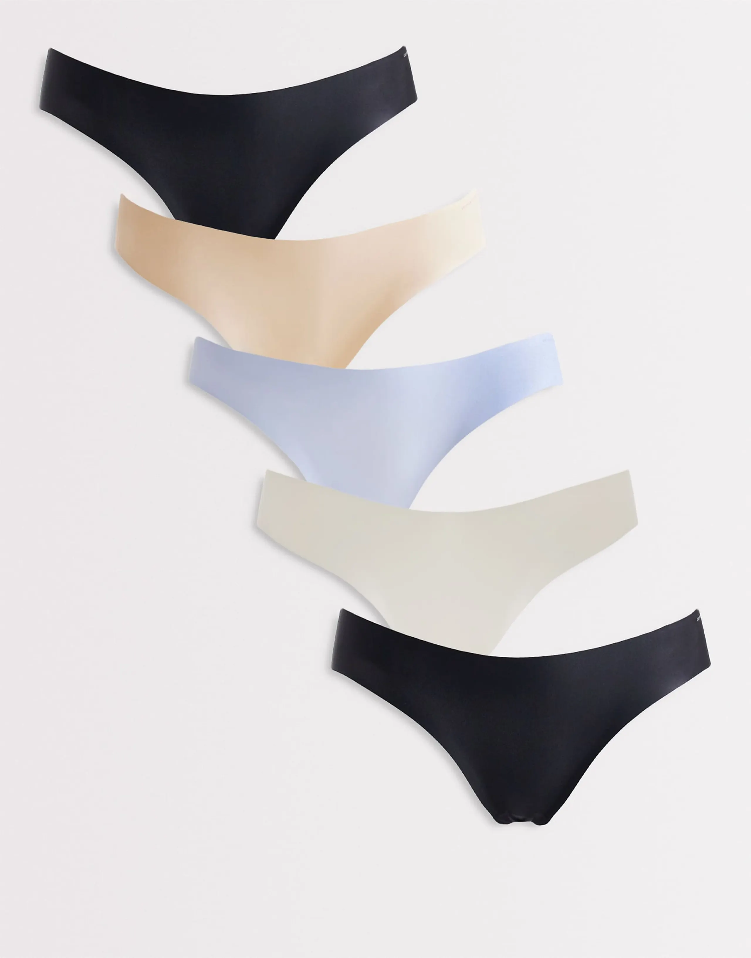 Cotton On 5 pack party panties briefs set in black, white, blue and pink