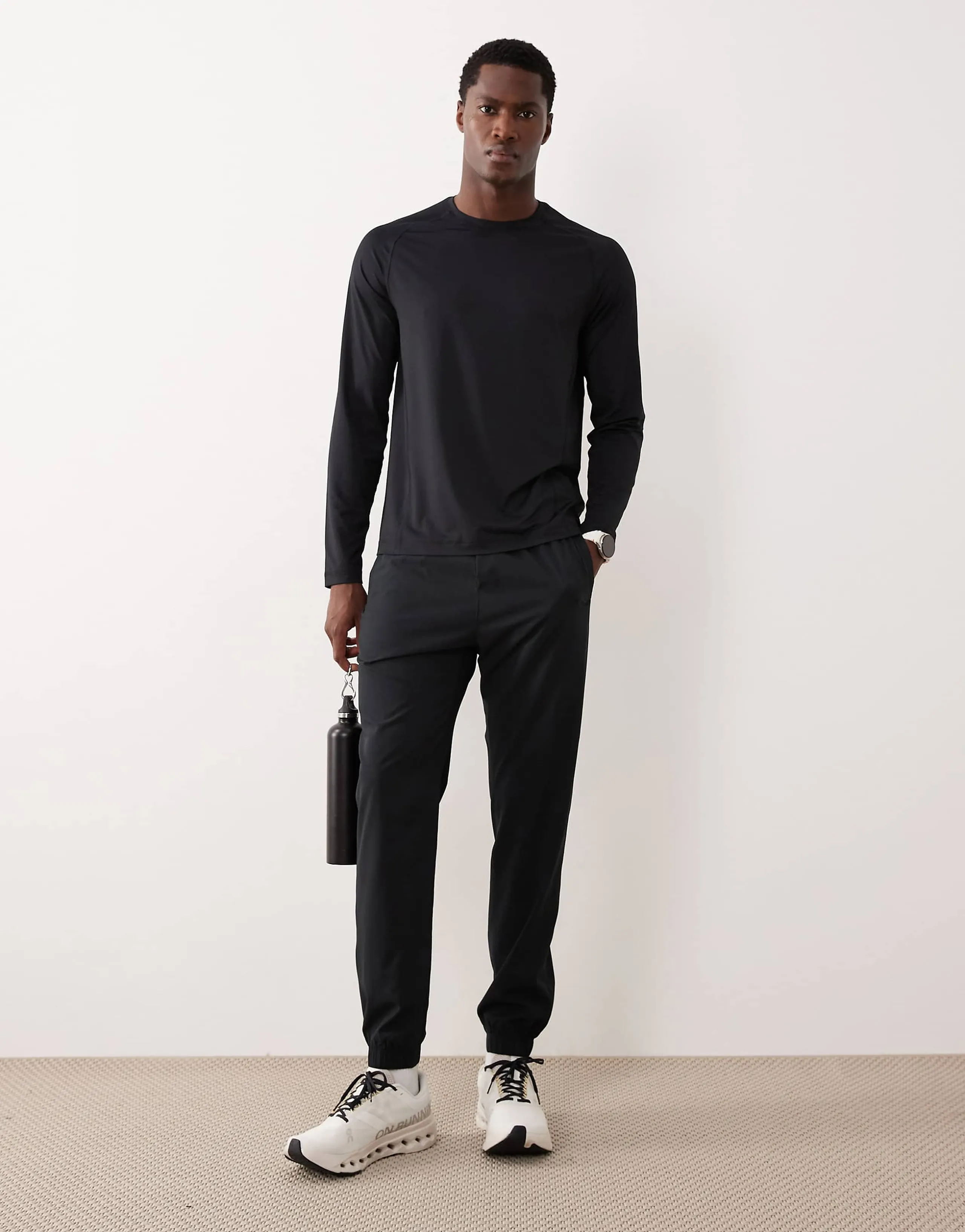 Abercrombie & Fitch YPB cuffed workout sweatpants in black