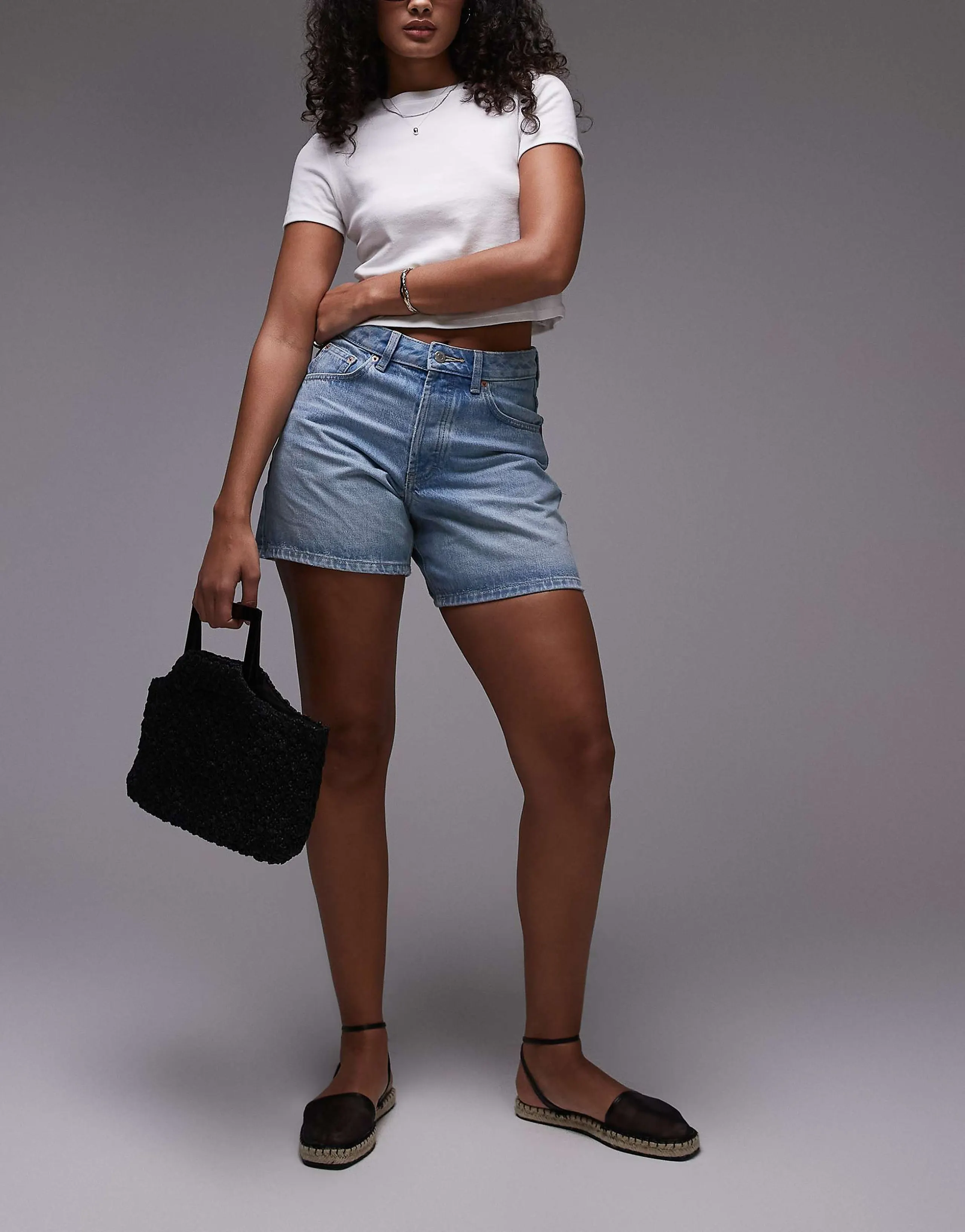 Topshop Hourglass denim Editor shorts in bleach
