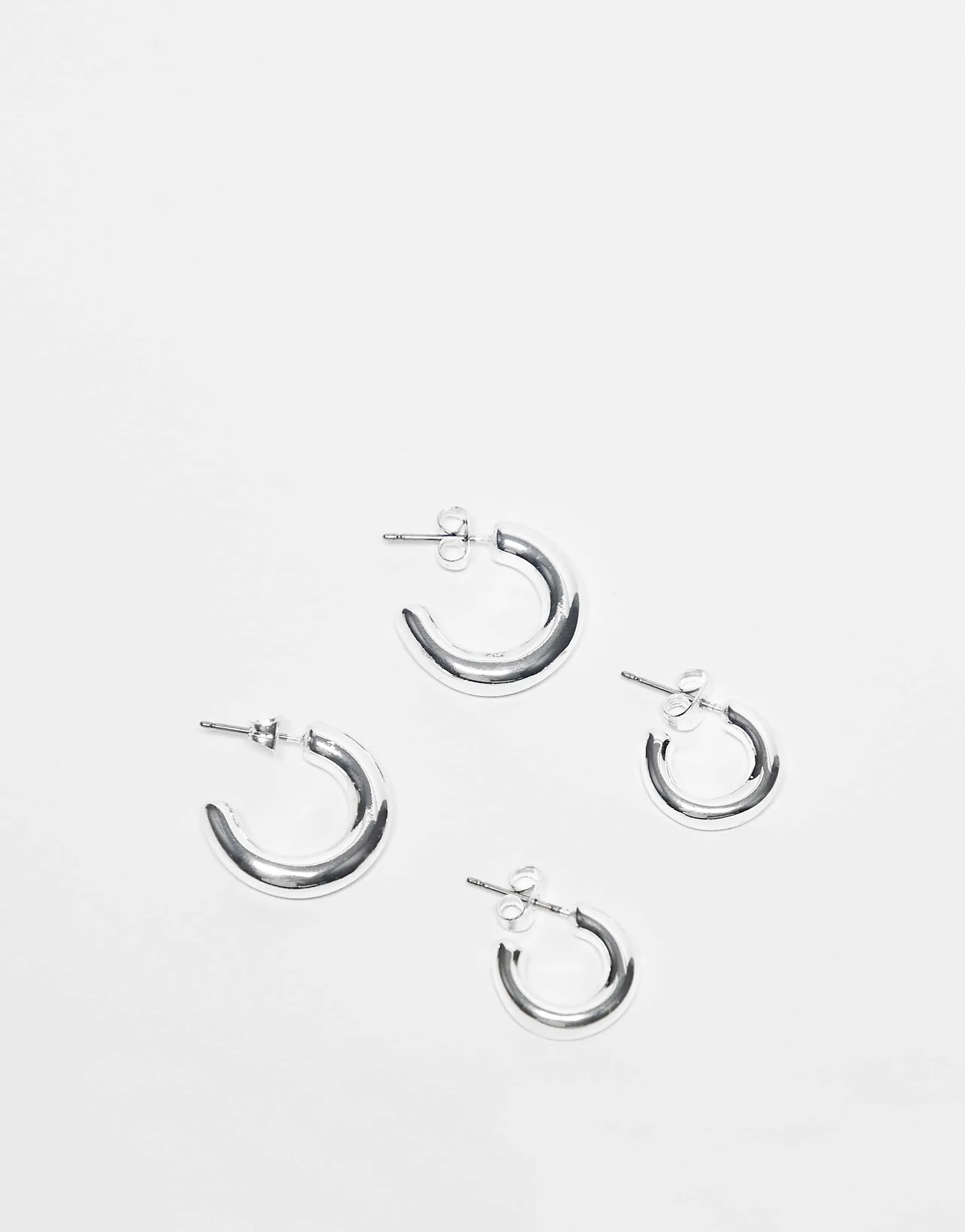 Pieces 2-pack everyday hoop earrings in plated sterling silver