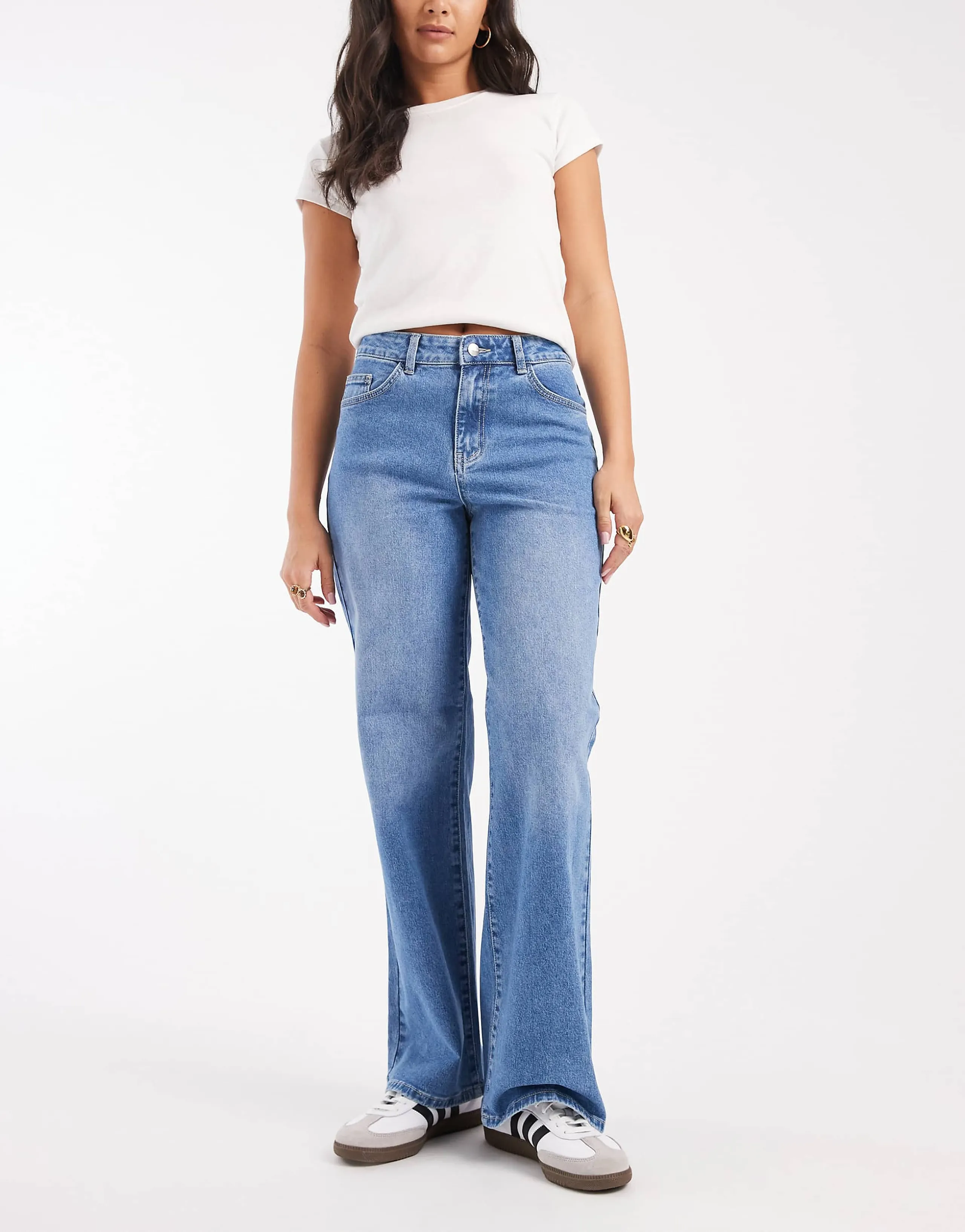 Object Rio Mae wide leg jeans in light blue denim
