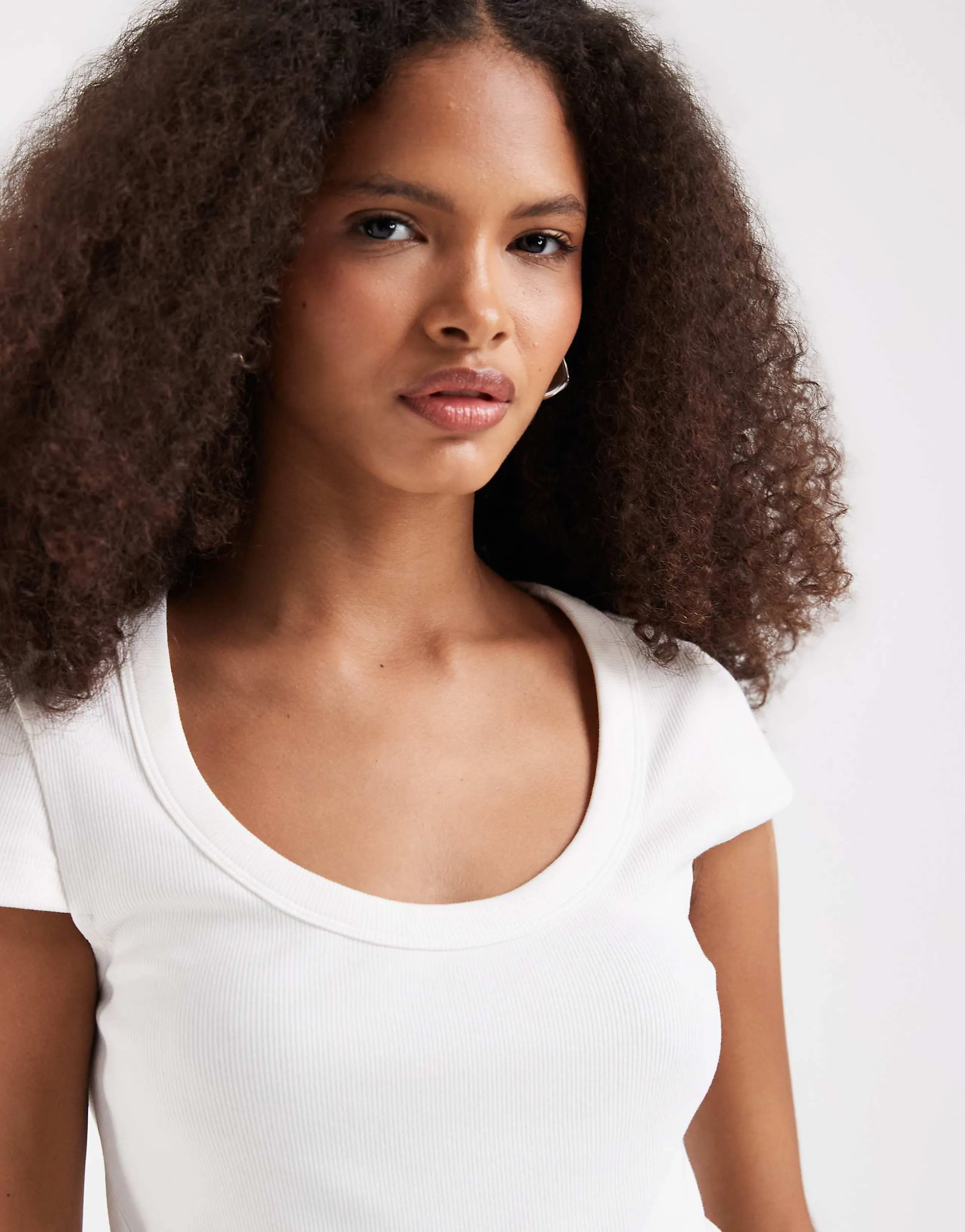 Vero Moda ribbed scoop neck T-shirt in white