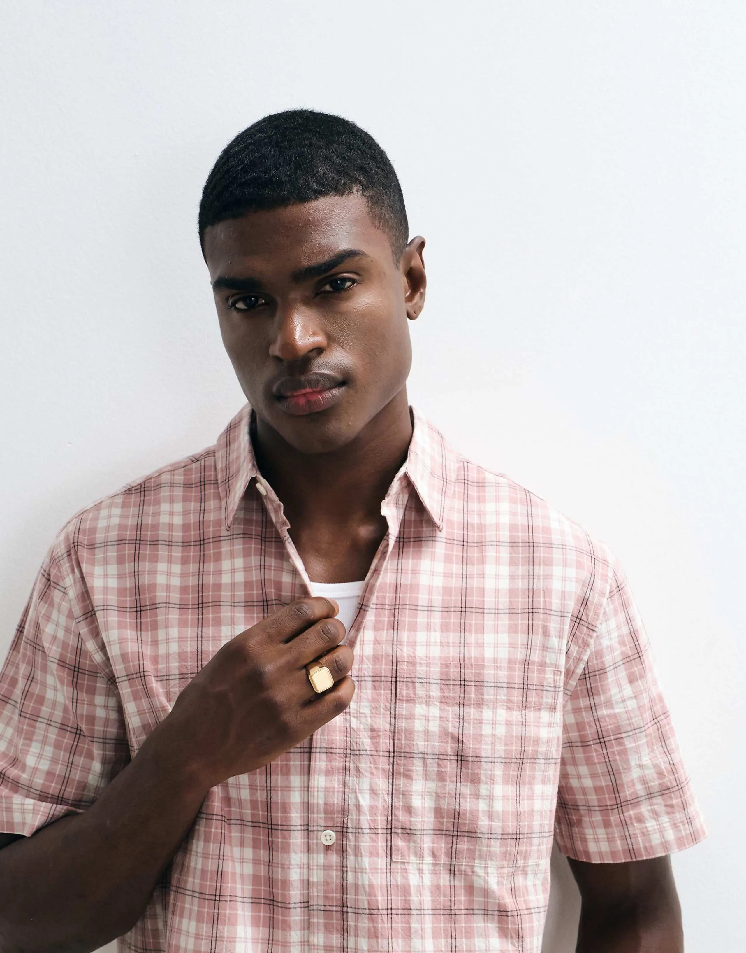 ASOS DESIGN relaxed plaid shirt in pink