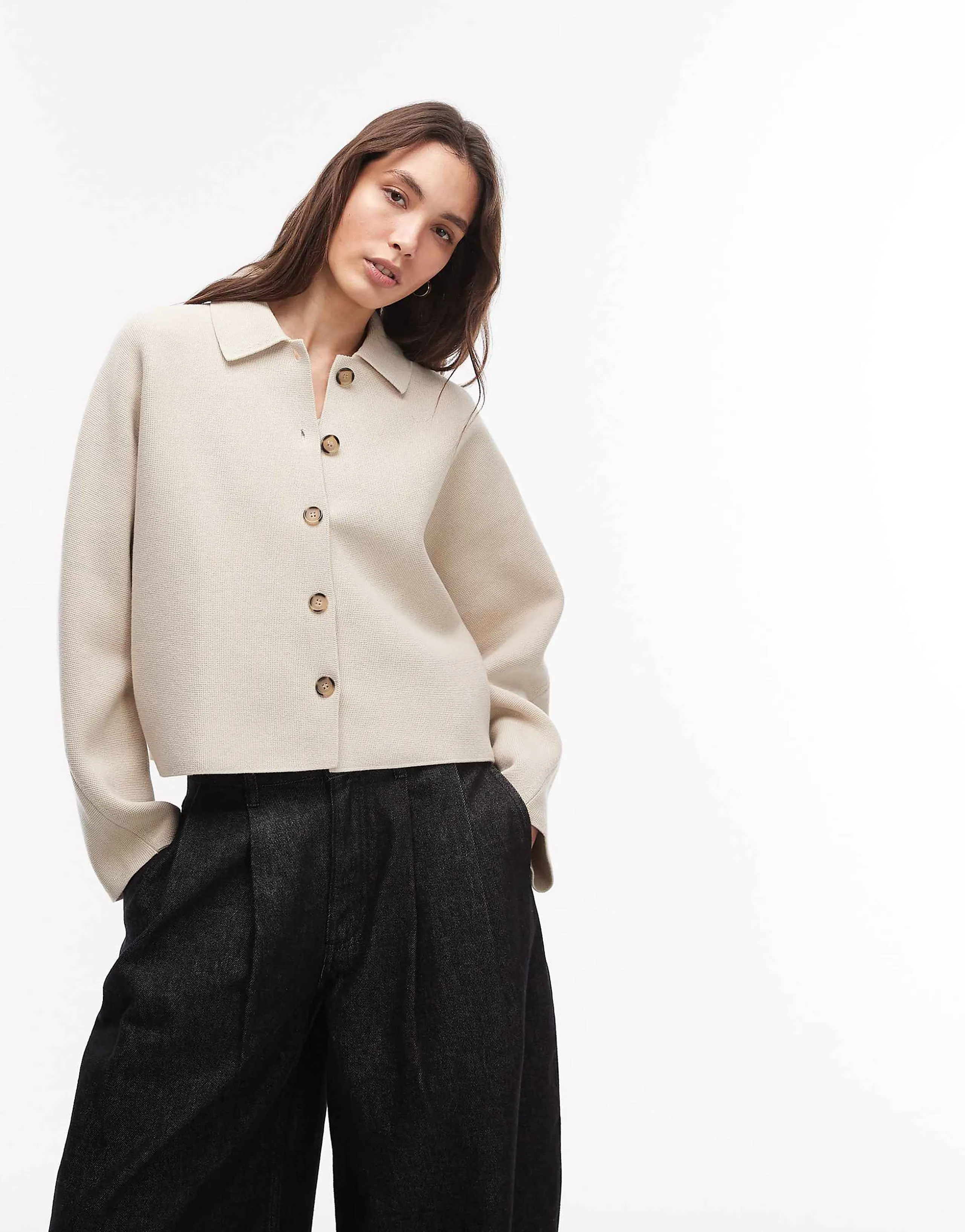 ARKET pure cotton short jacket in light beige