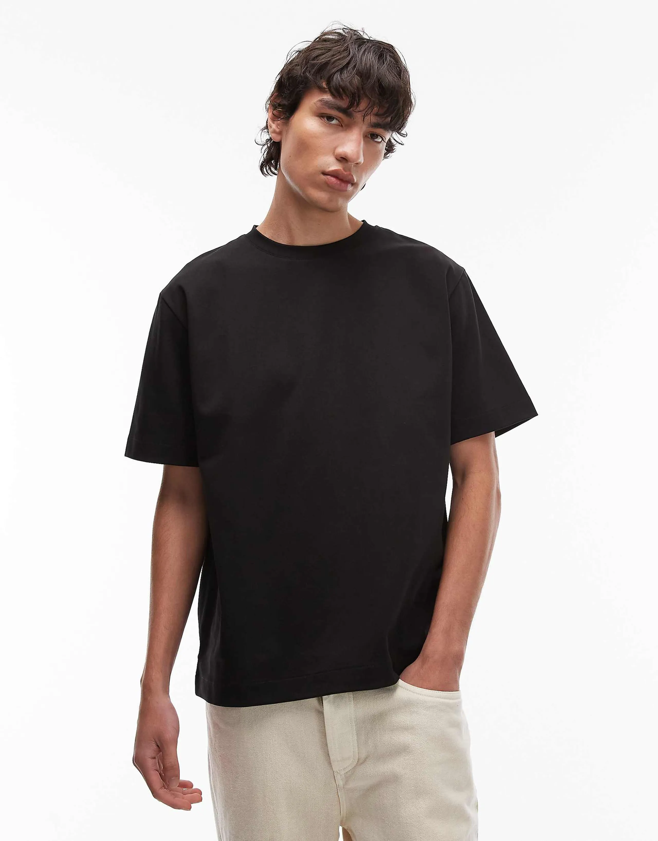 ARKET heavyweight interlock jersey oversized T-shirt in black