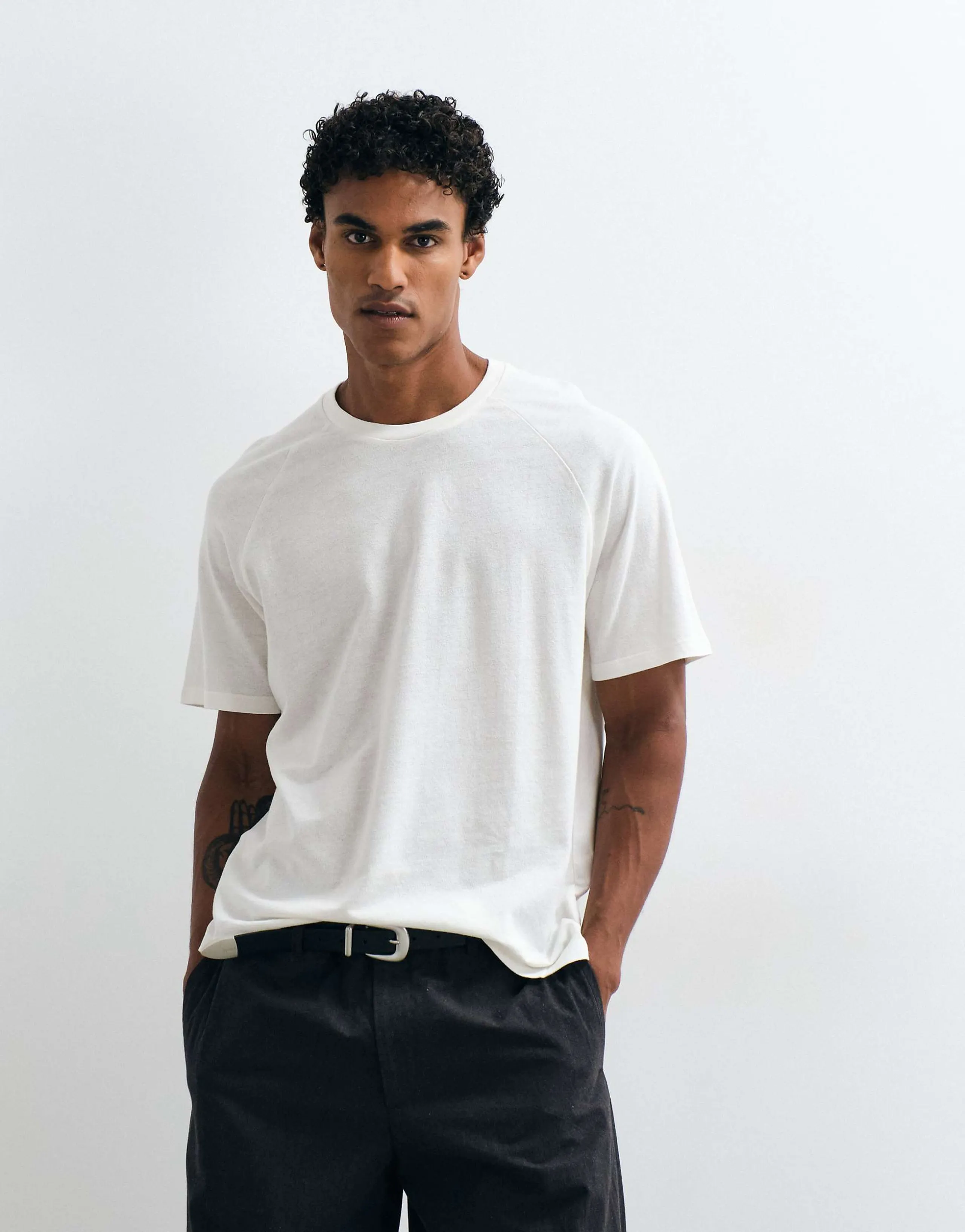 Mango relaxed T-shirt in off white