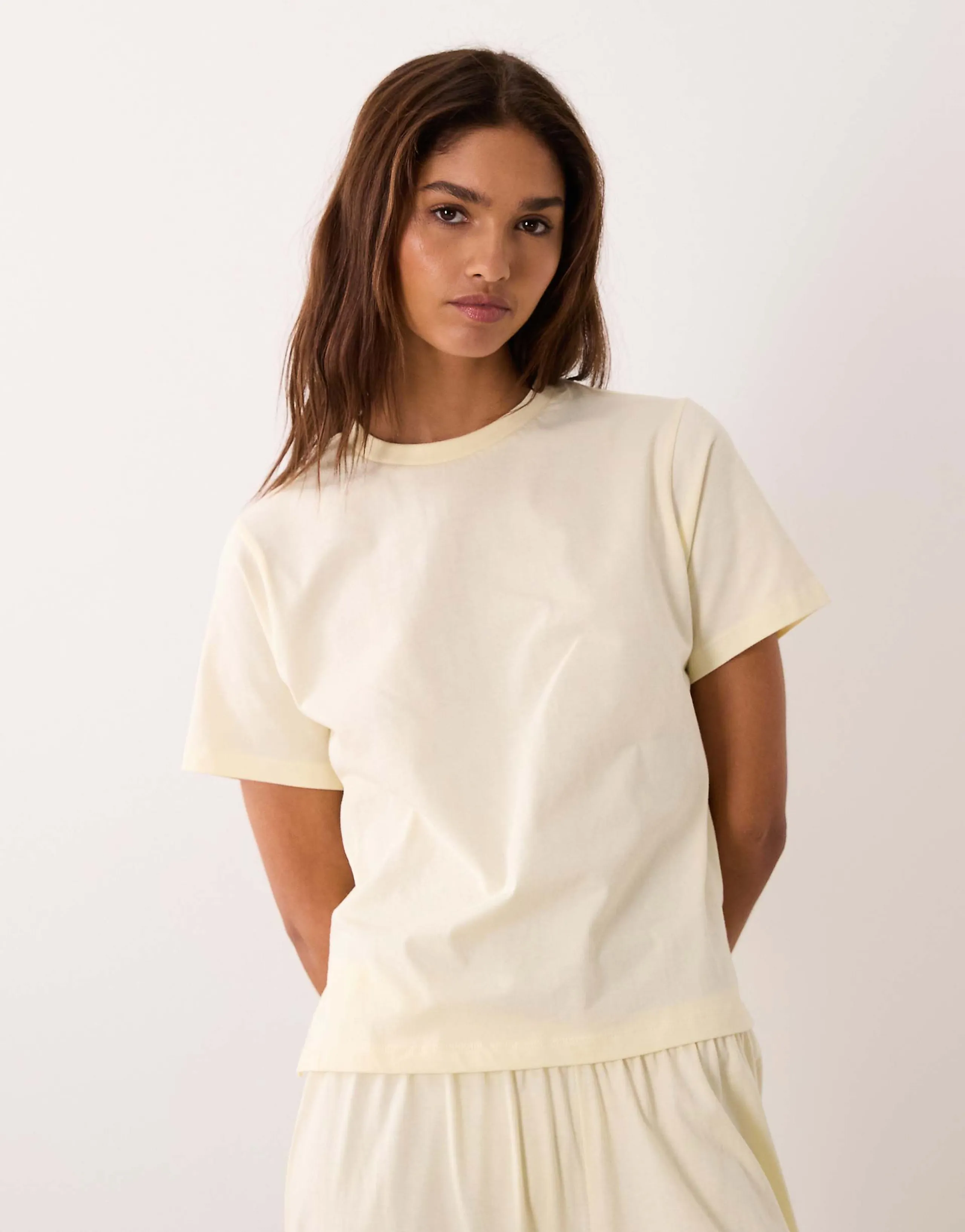 ASOS DESIGN mix & match side split pajama tee in buttermilk