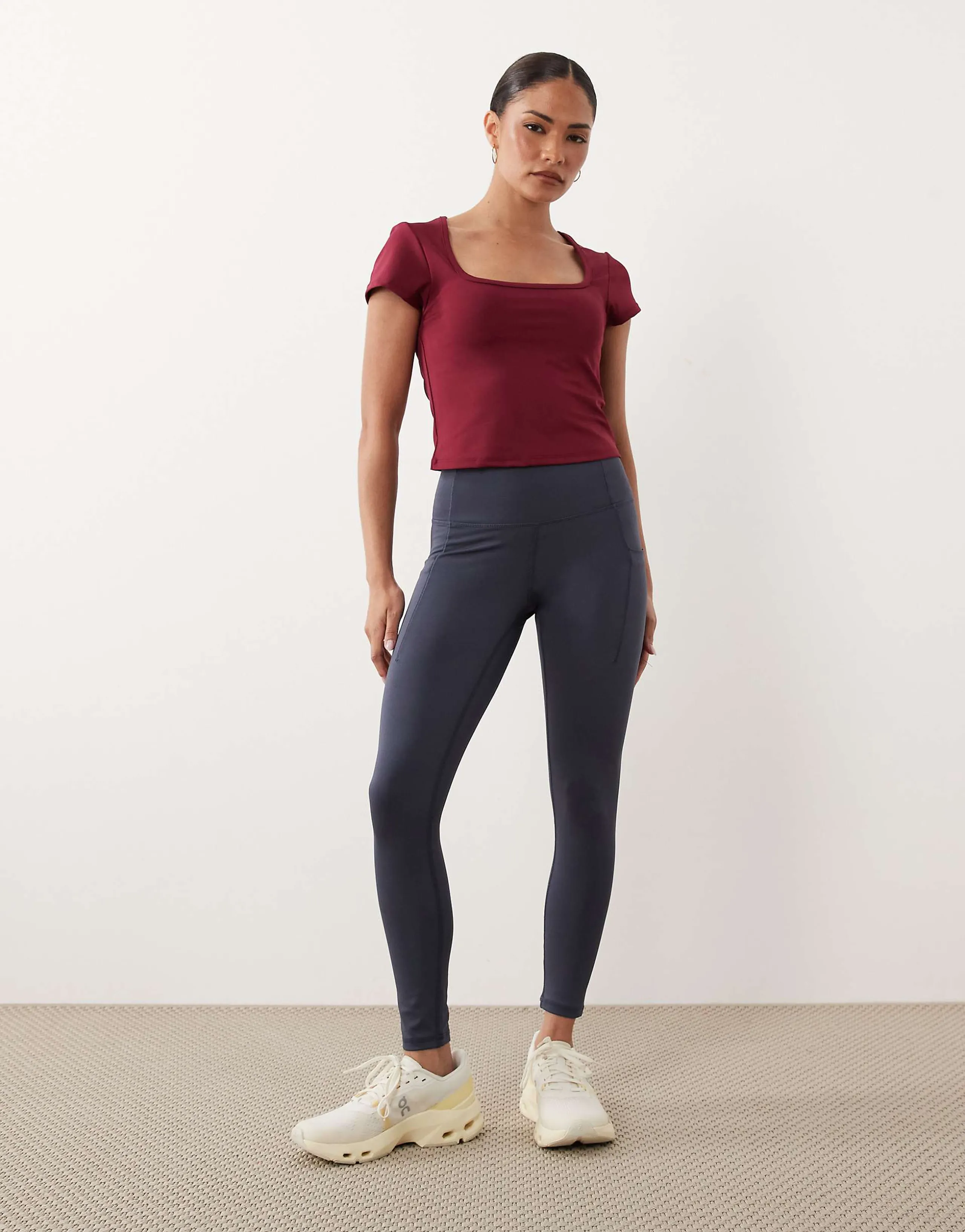 4505 Petite active waist snatching high rise gym legging in slate blue