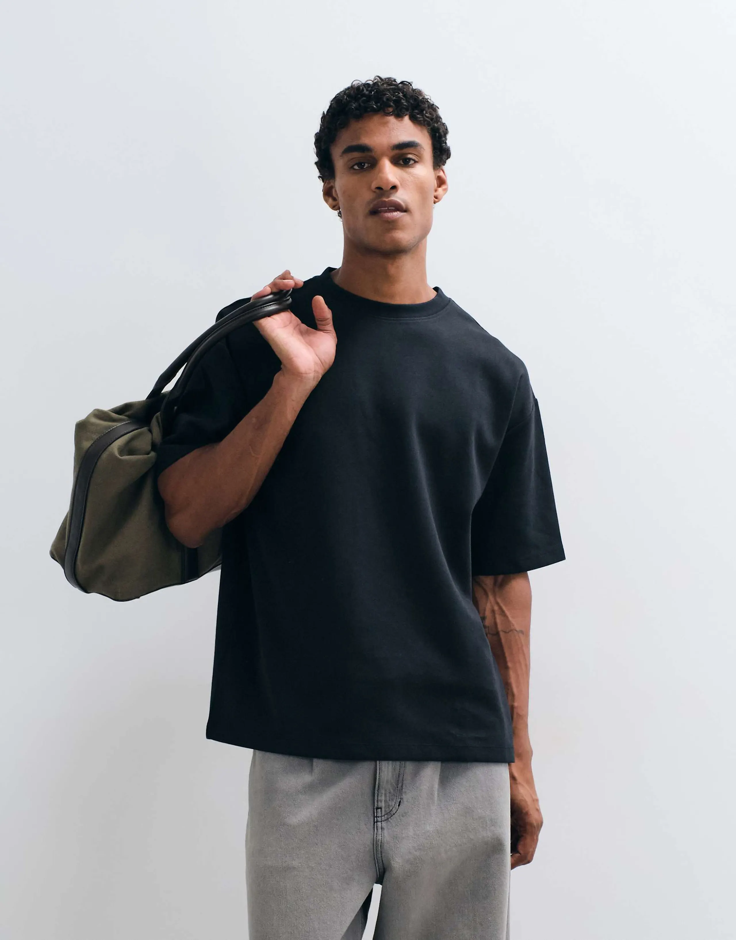 ASOS DESIGN premium interlock oversized t-shirt in black