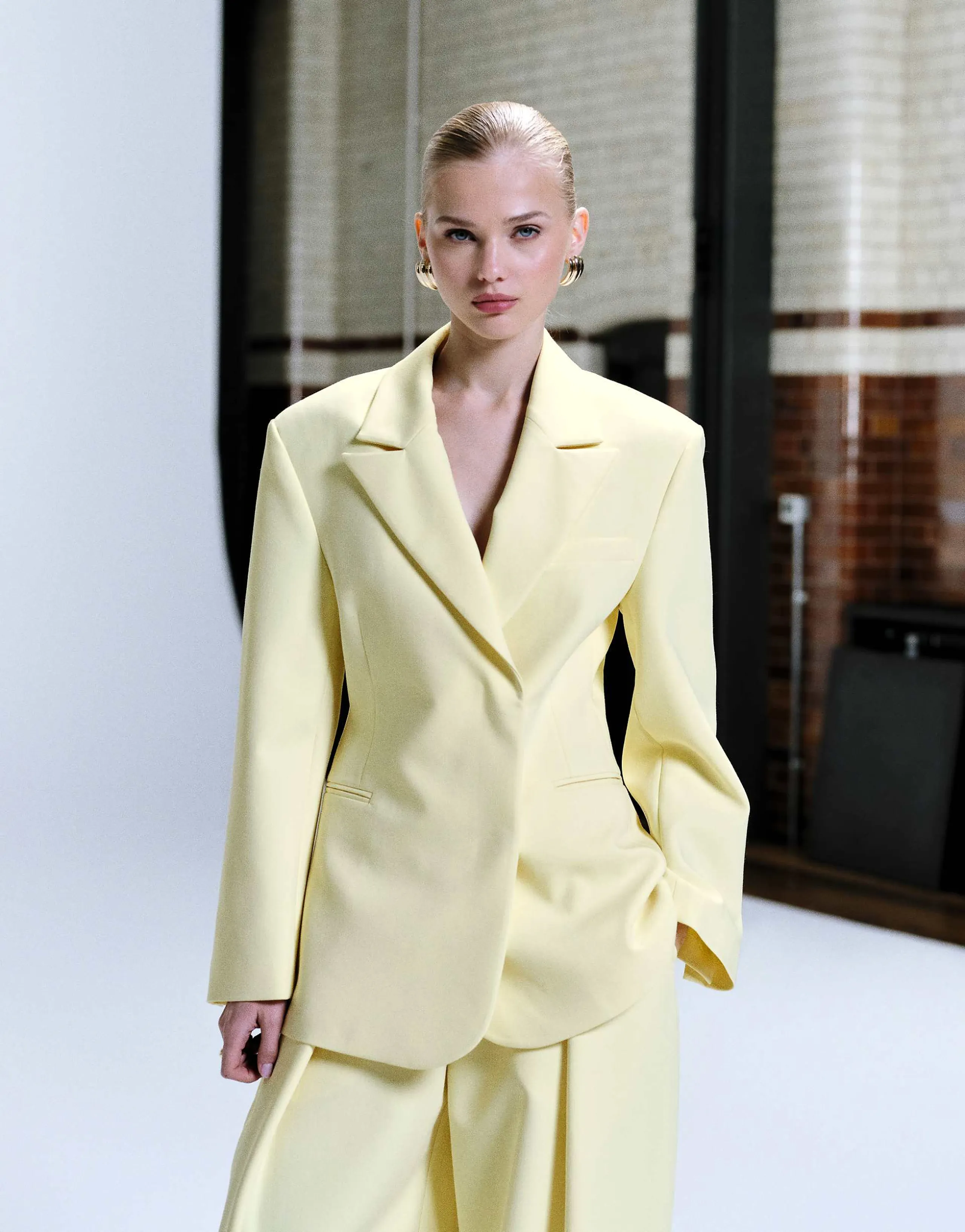 ASOS DESIGN double breasted blazer in yellow