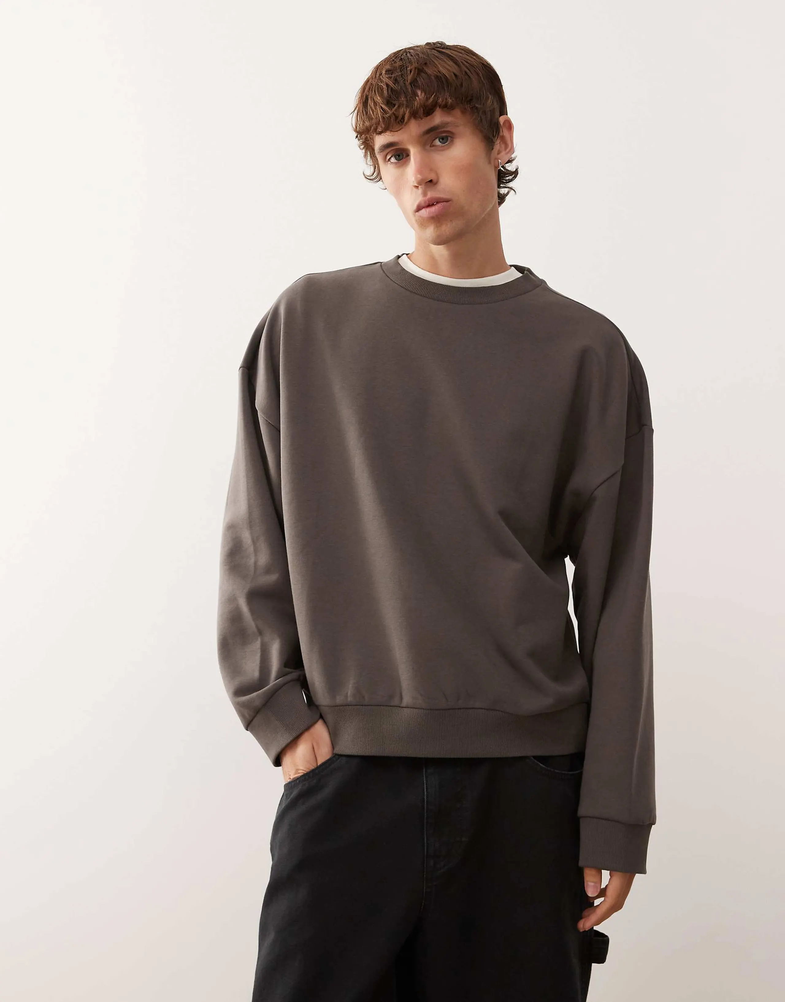 COLLUSION Essentials boxy oversized sweatshirt in charcoal gray