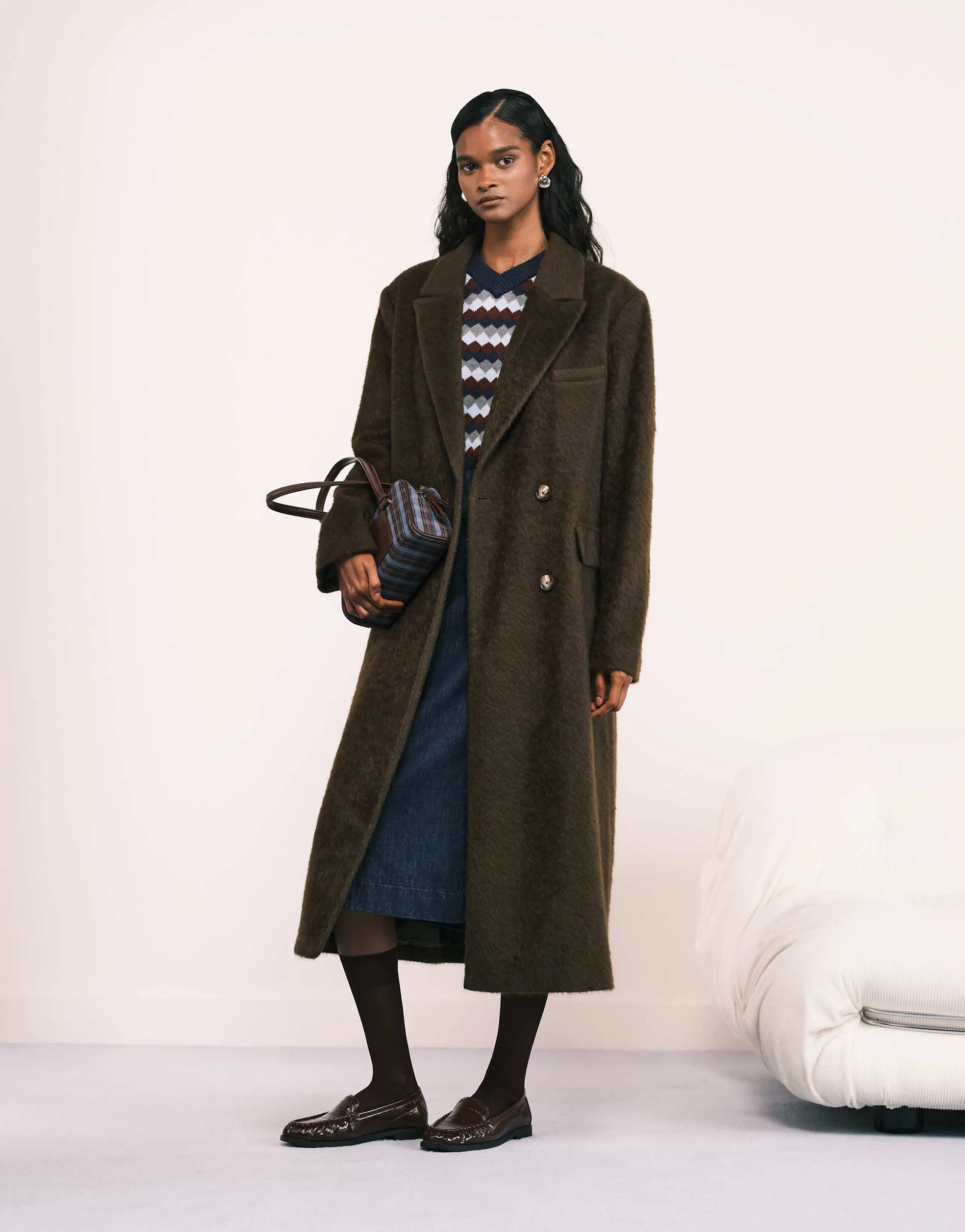 ASOS DESIGN oversized brushed dad coat in dark khaki green