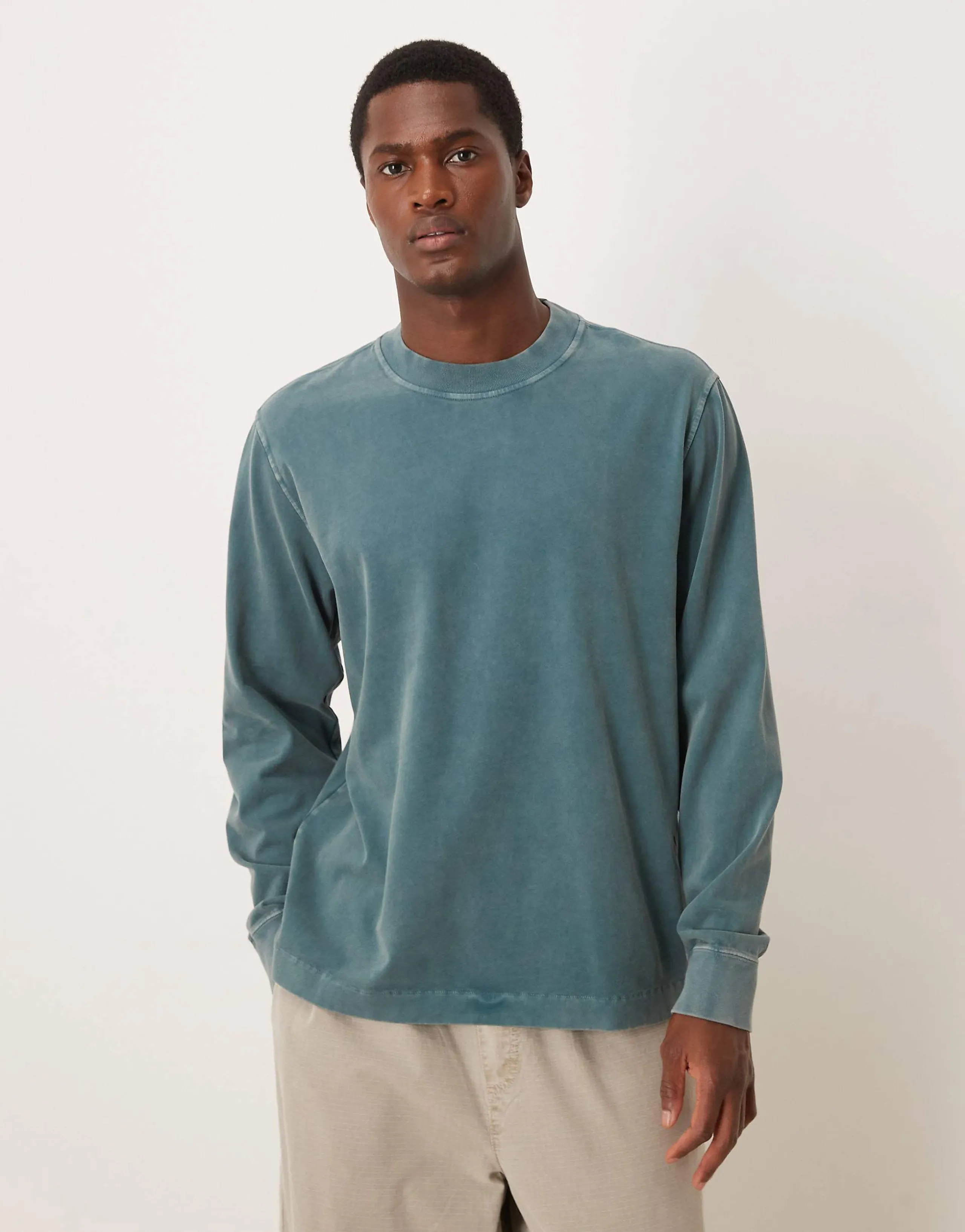 Abercrombie & Fitch long sleeve premium heavyweight top in blue